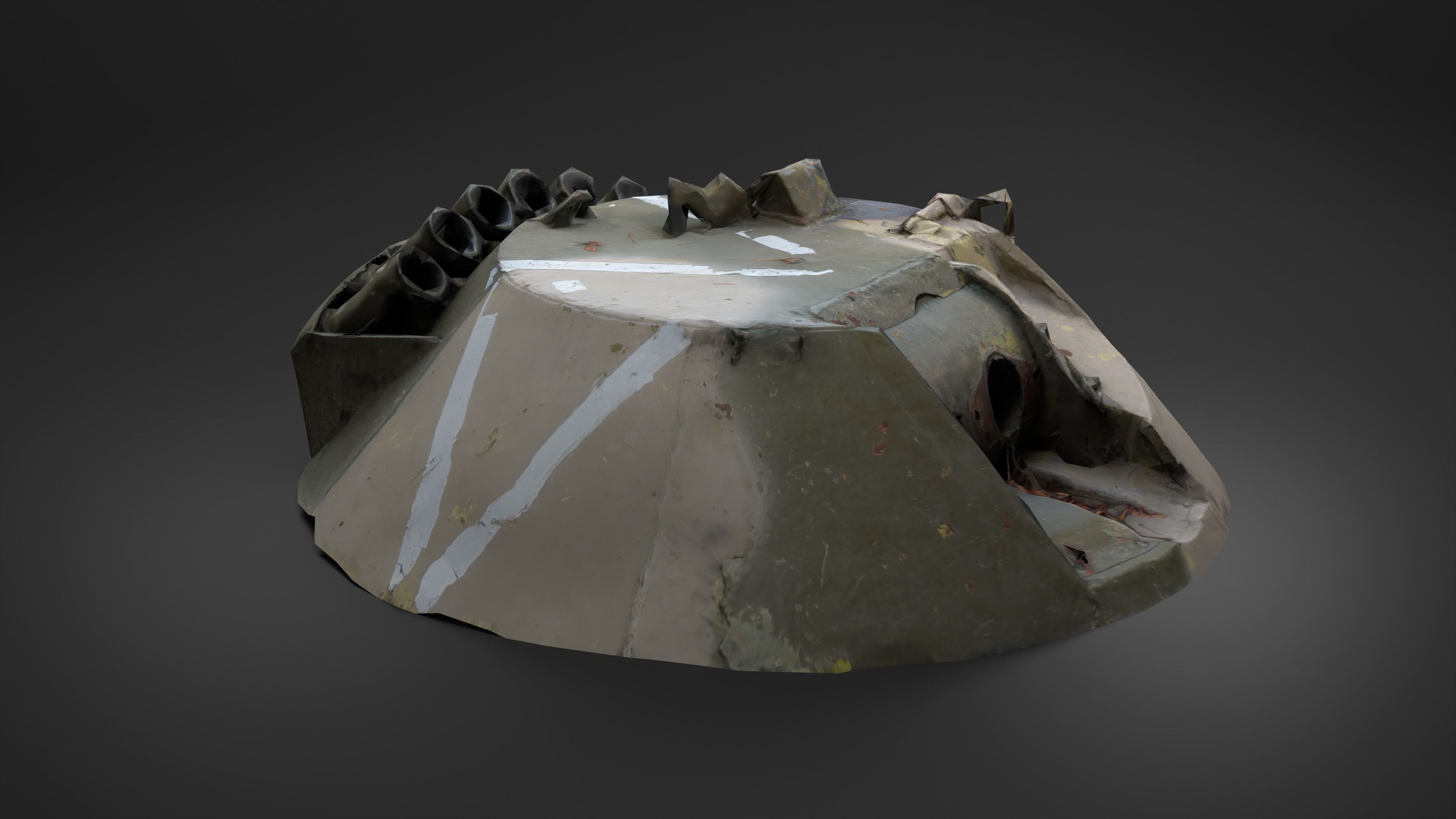 Destroyed Combat Module BTR-80 turret Photoscan Game Ready Low-poly 3D model_6