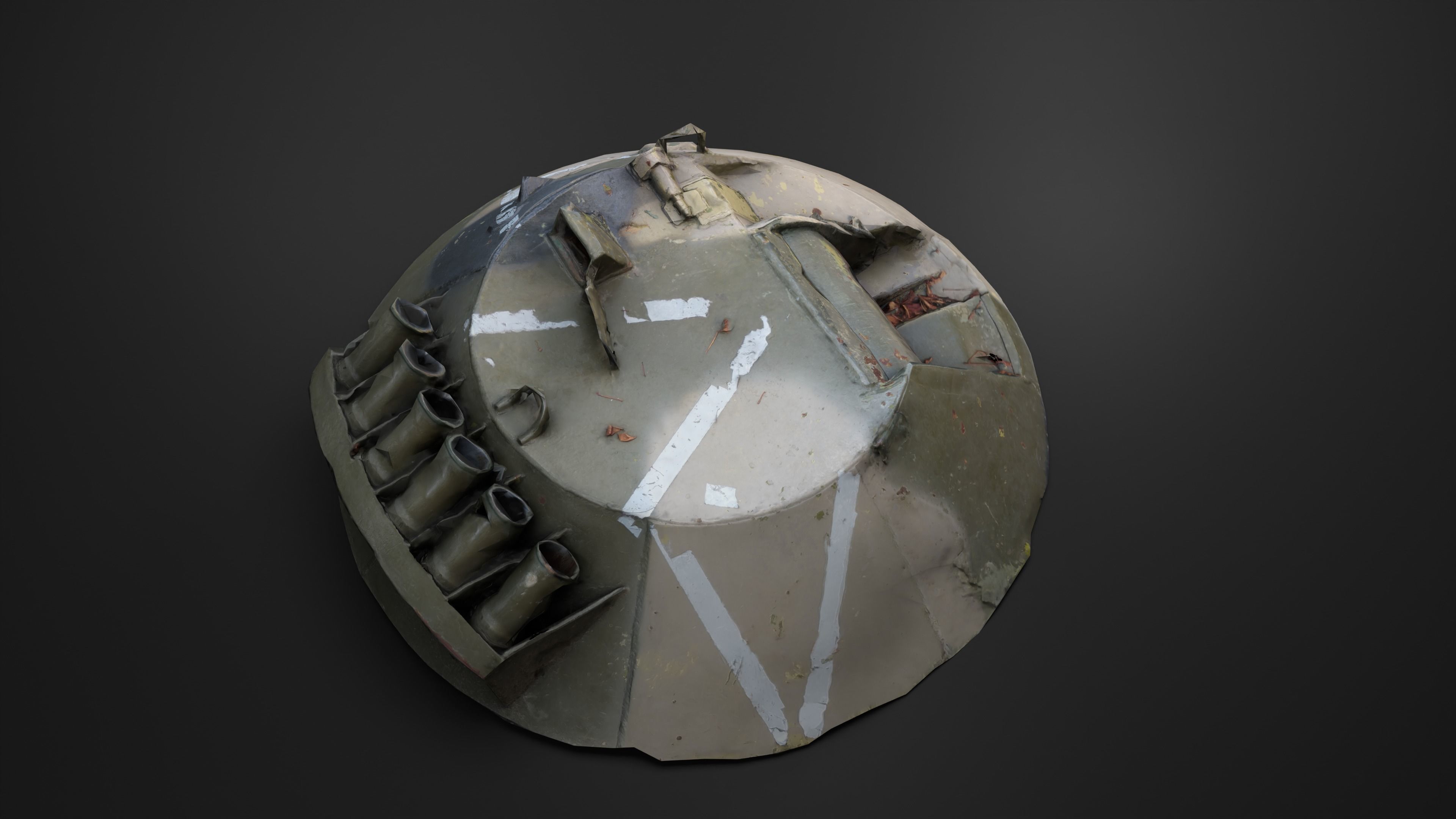Destroyed Combat Module BTR-80 turret Photoscan Game Ready Low-poly 3D model_42
