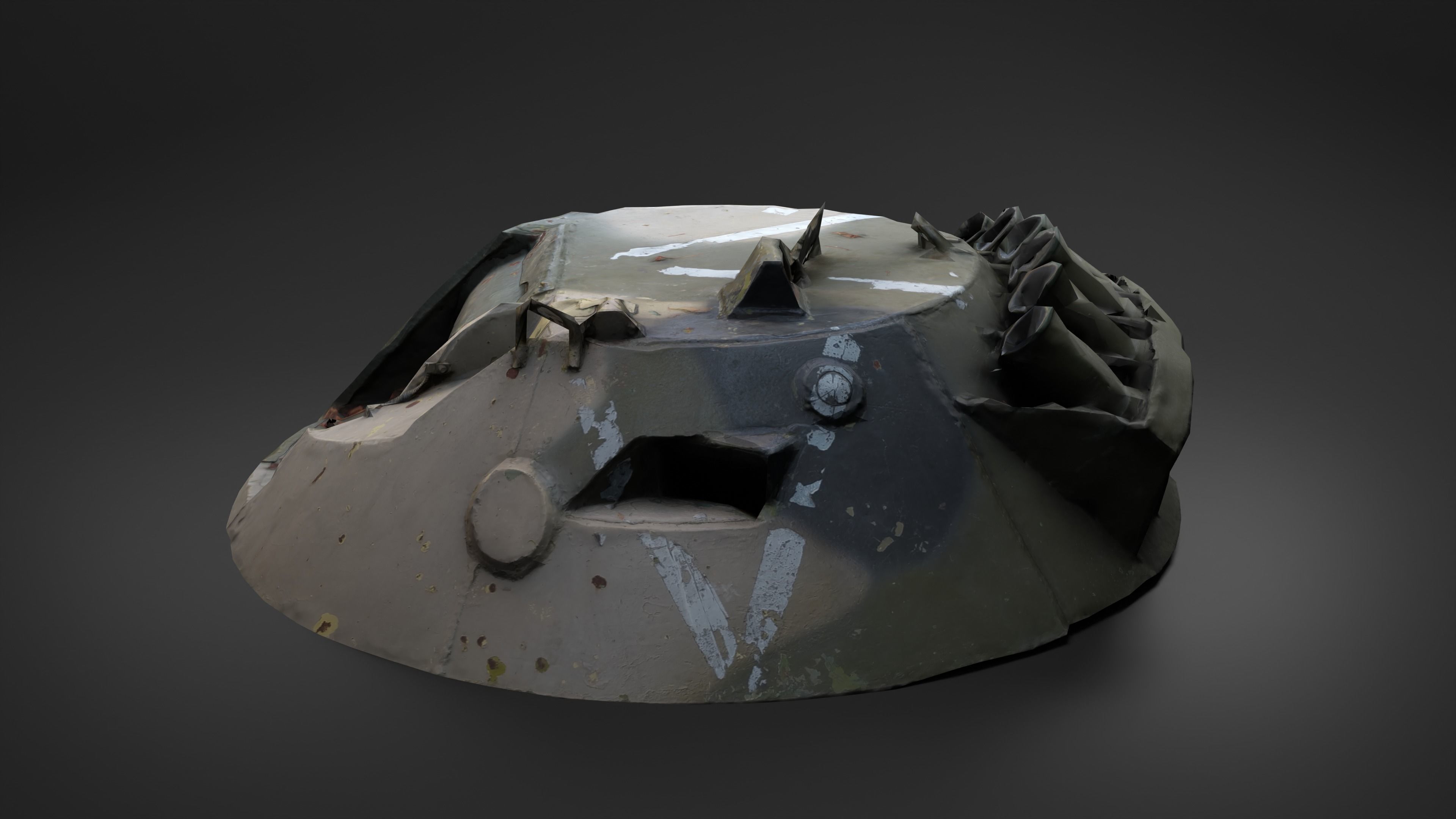 Destroyed Combat Module BTR-80 turret Photoscan Game Ready Low-poly 3D model_13