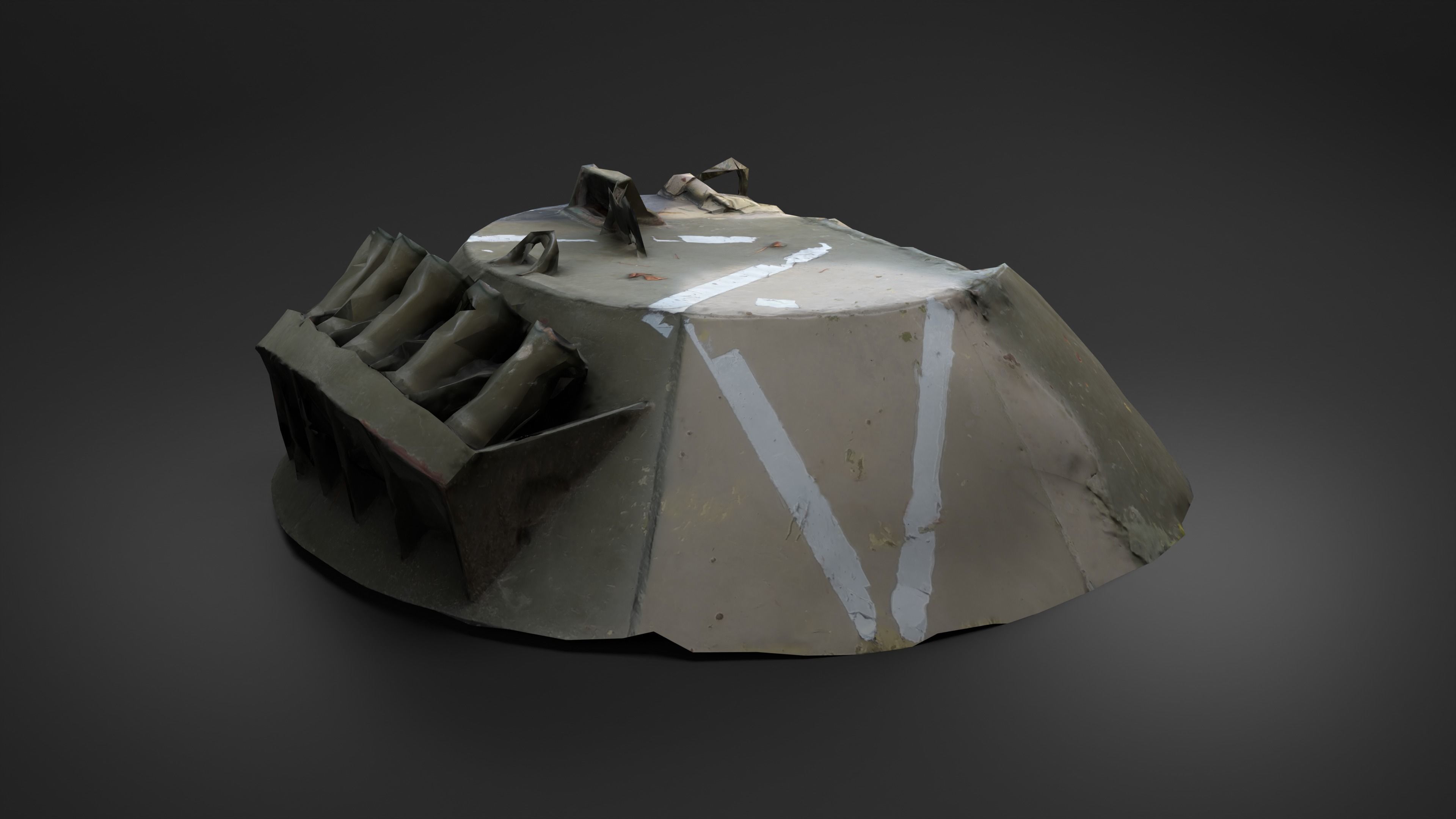 Destroyed Combat Module BTR-80 turret Photoscan Game Ready Low-poly 3D model_8