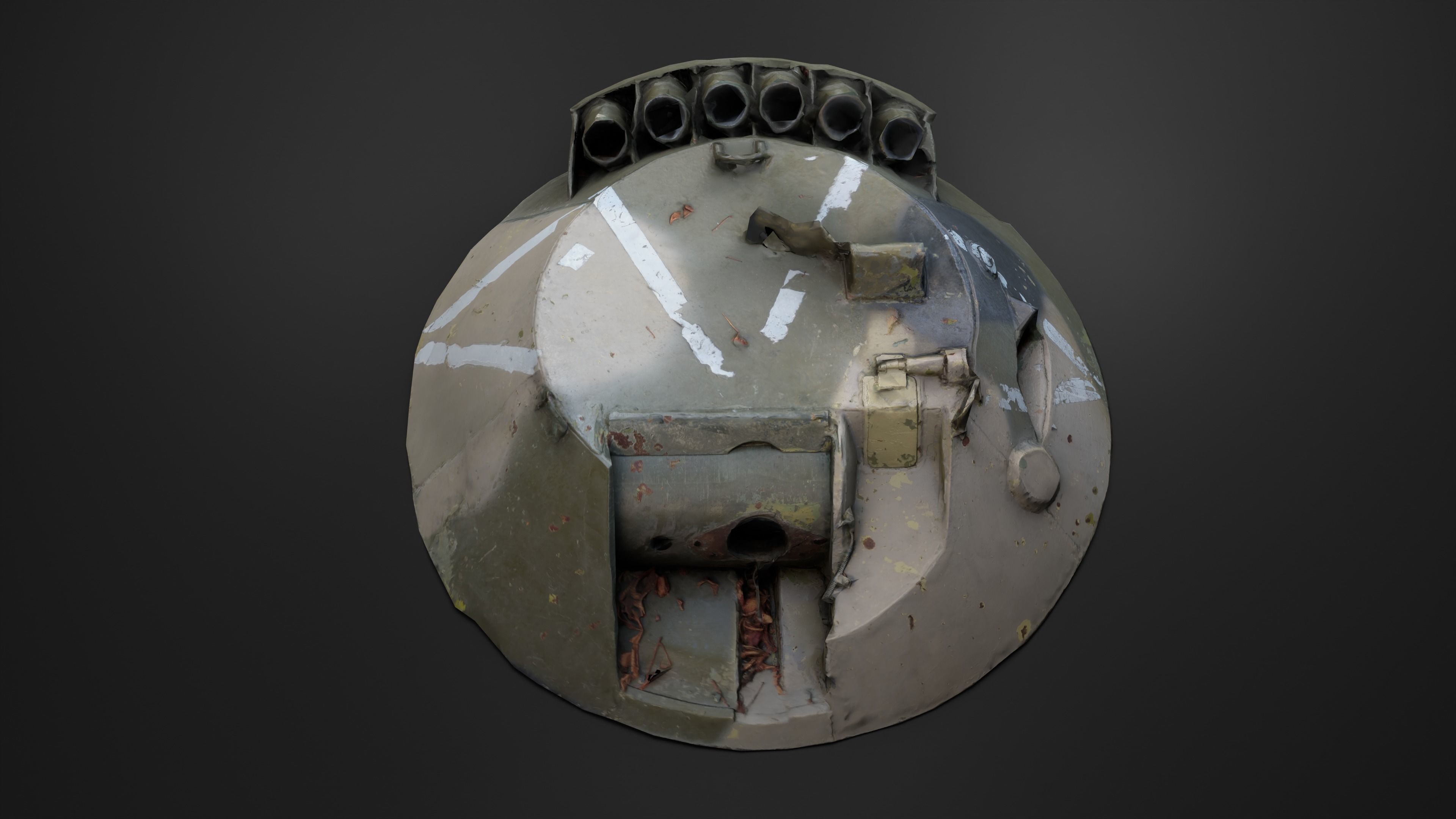 Destroyed Combat Module BTR-80 turret Photoscan Game Ready Low-poly 3D model_40