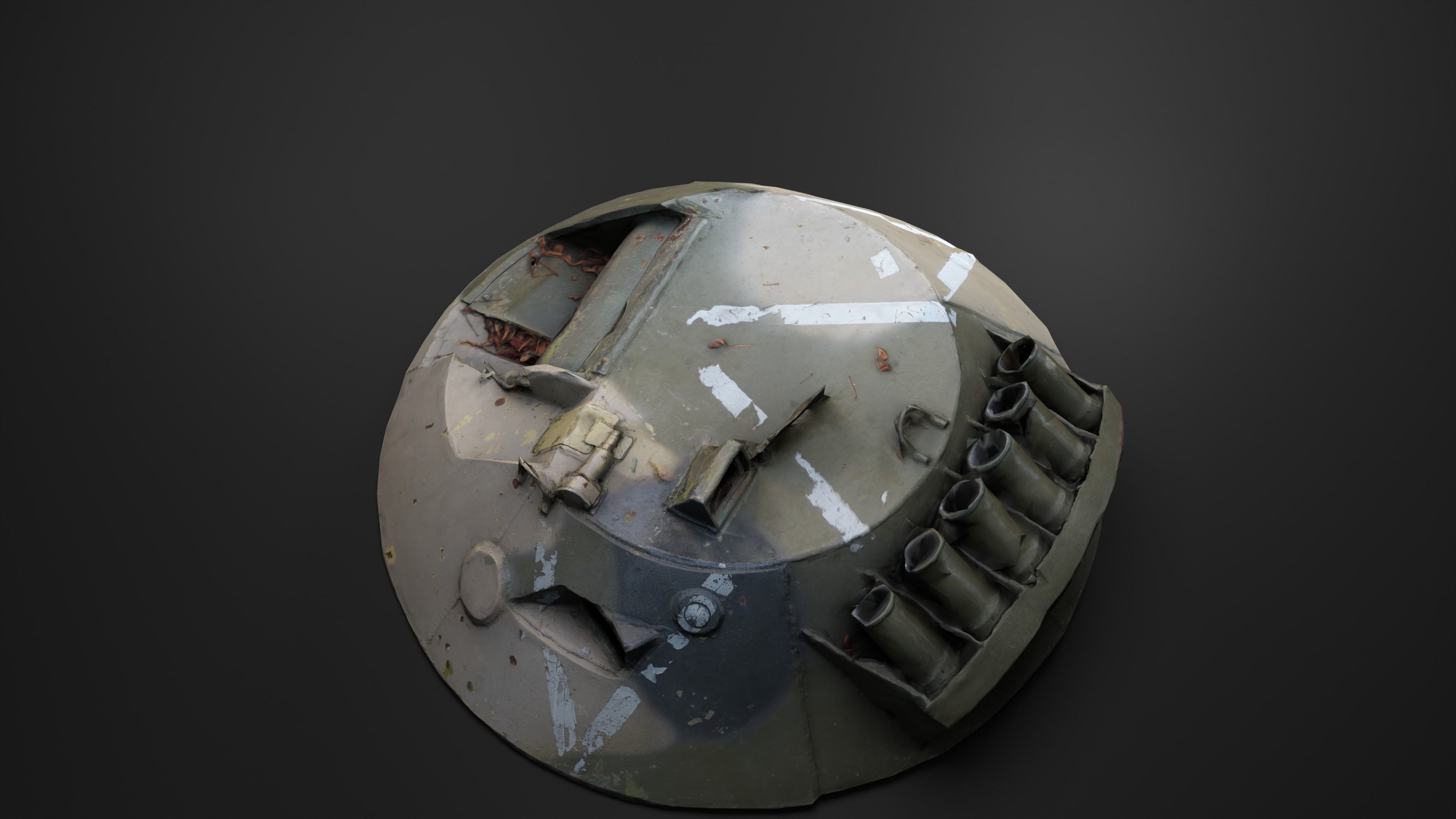 Destroyed Combat Module BTR-80 turret Photoscan Game Ready Low-poly 3D model_44