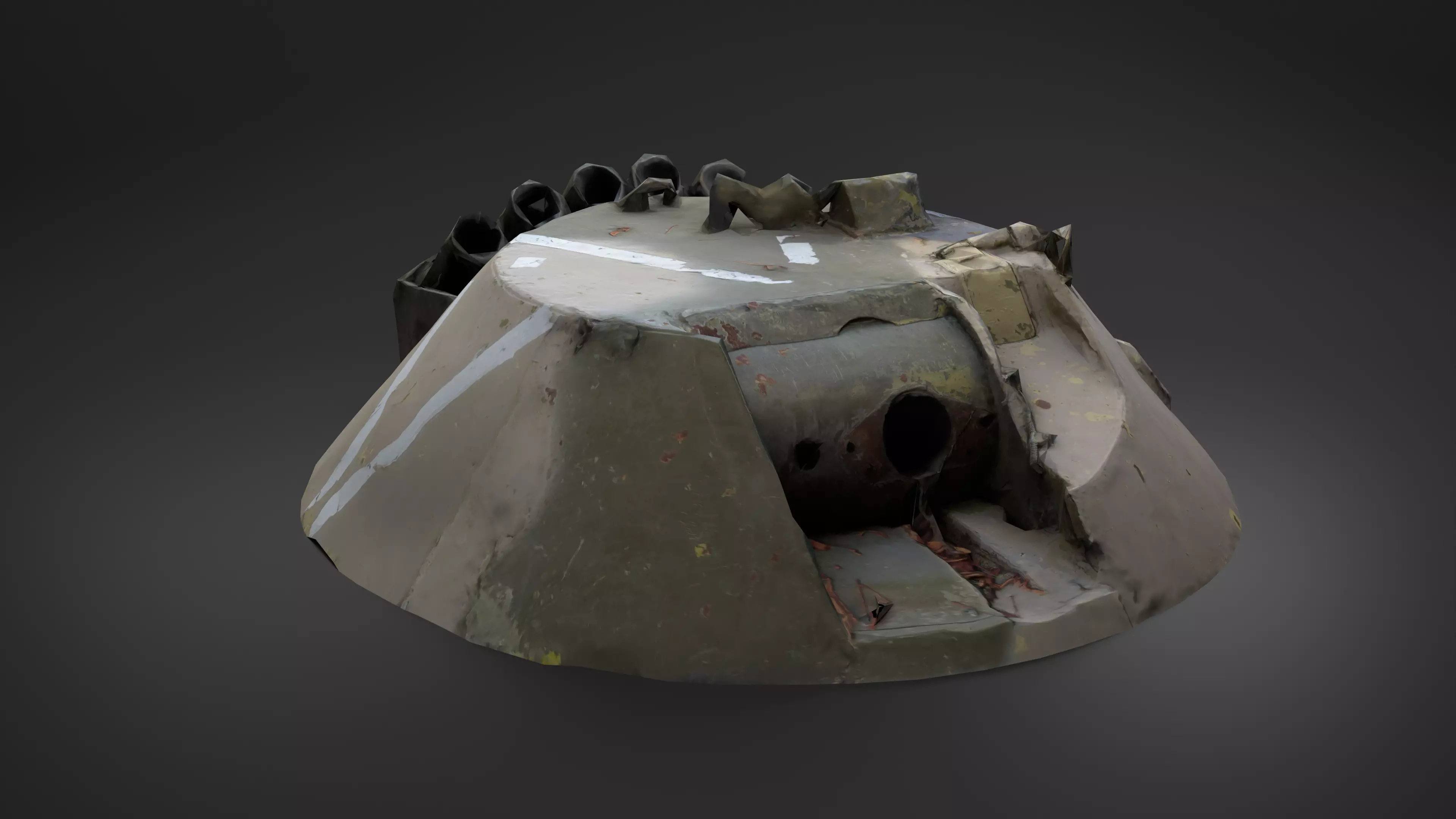 Destroyed Combat Module BTR-80 turret Photoscan Game Ready Low-poly 3D model_0