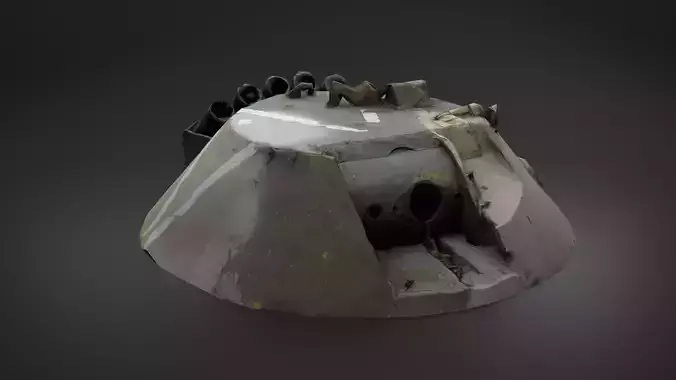 Destroyed Combat Module BTR-80 turret Photoscan Game Ready Low-poly 3D model