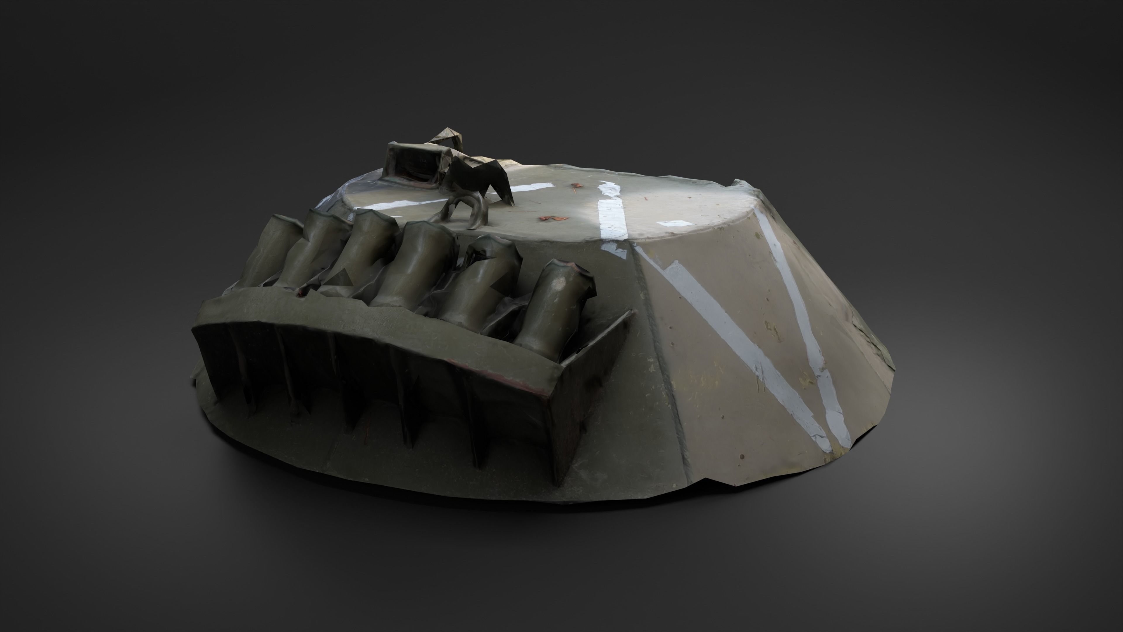Destroyed Combat Module BTR-80 turret Photoscan Game Ready Low-poly 3D model_9