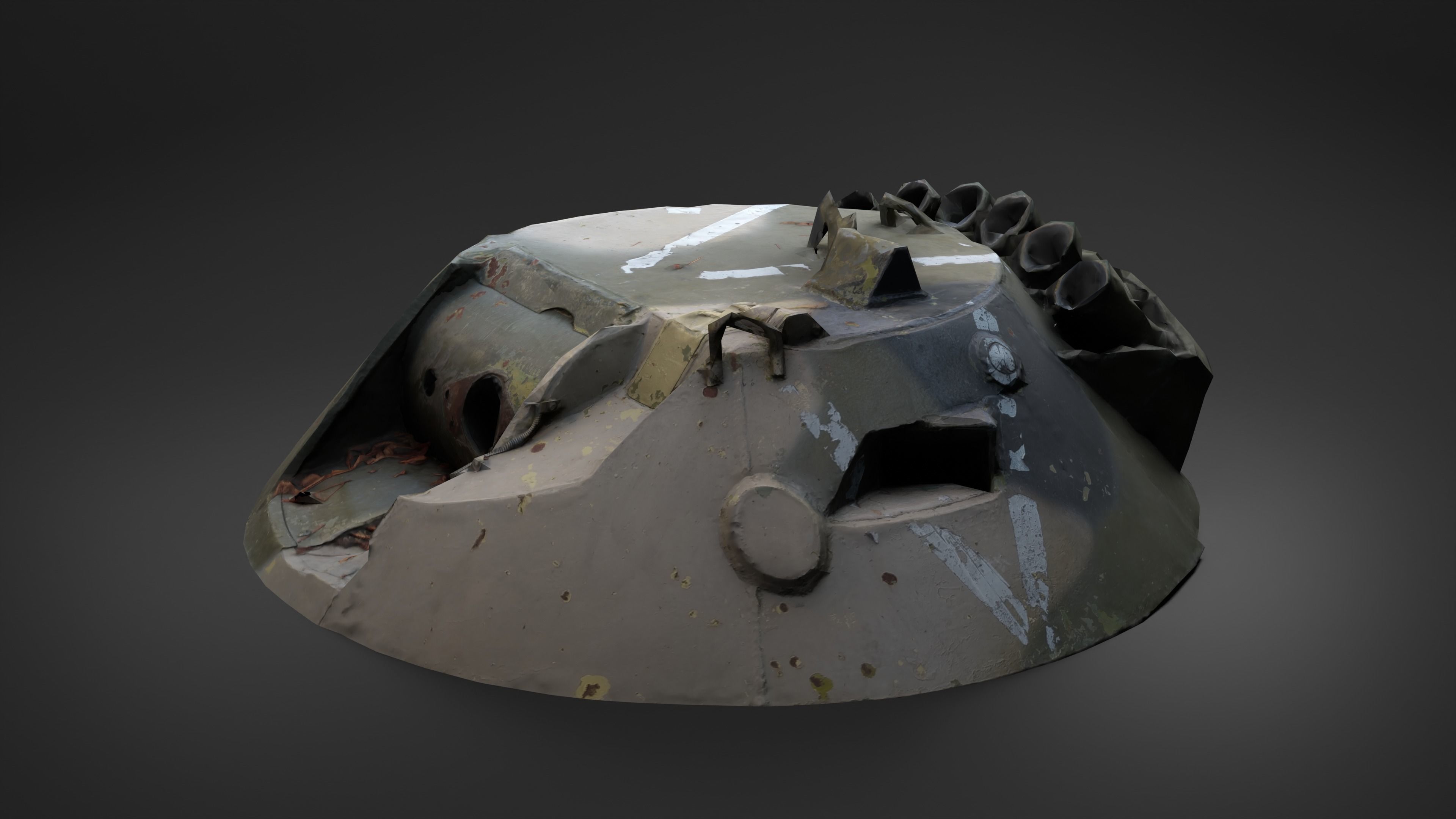 Destroyed Combat Module BTR-80 turret Photoscan Game Ready Low-poly 3D model_14