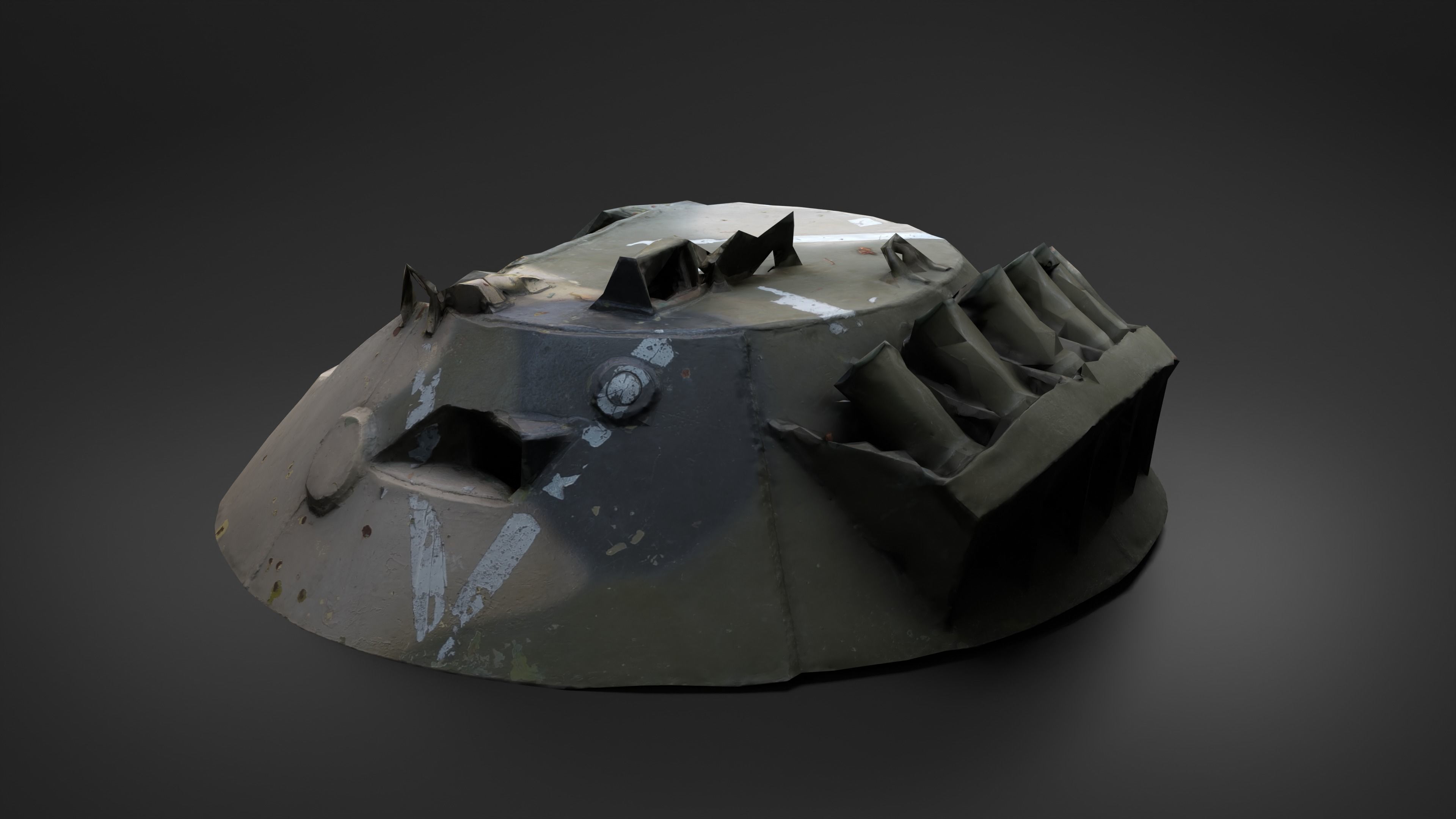 Destroyed Combat Module BTR-80 turret Photoscan Game Ready Low-poly 3D model_12