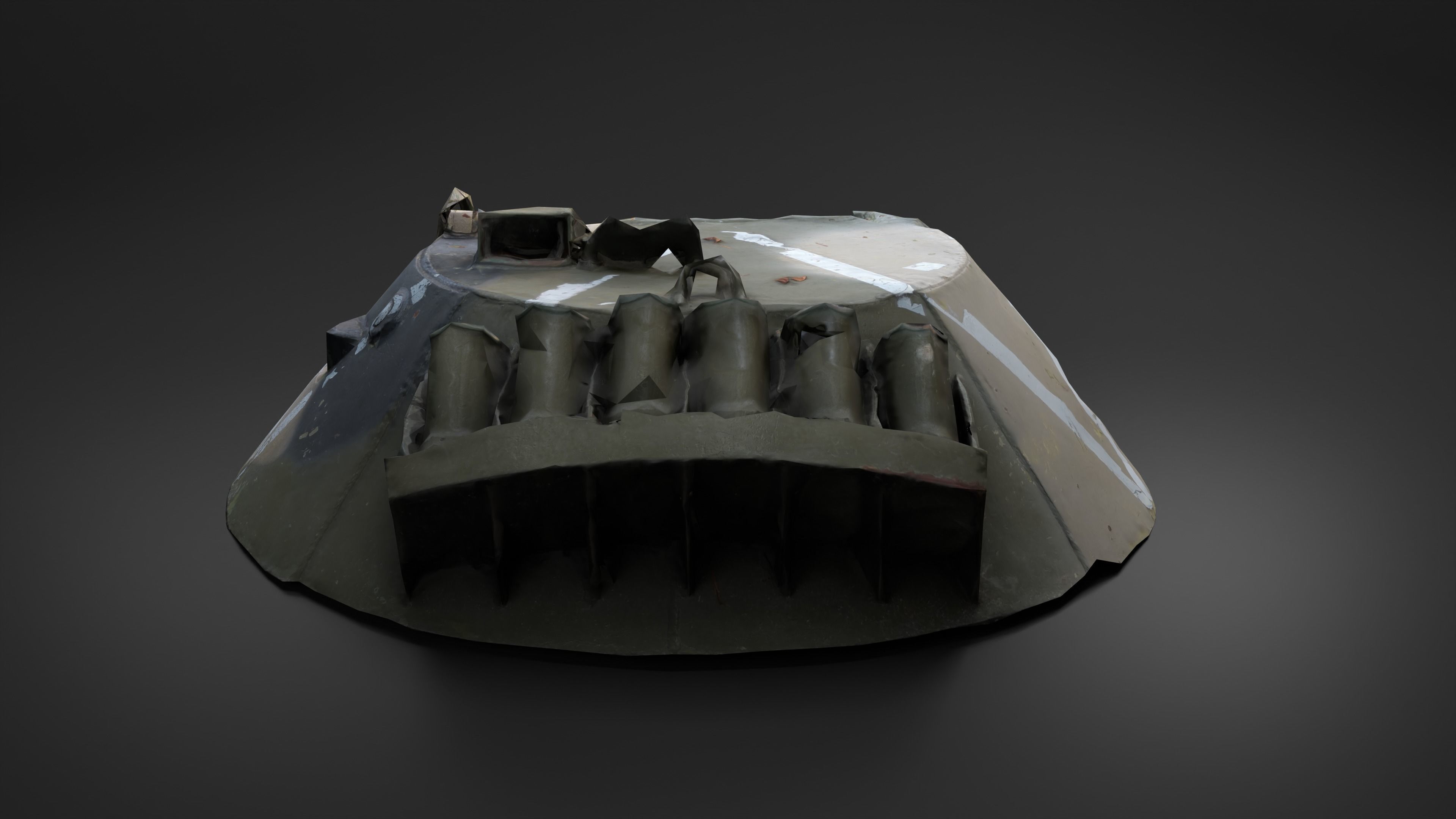 Destroyed Combat Module BTR-80 turret Photoscan Game Ready Low-poly 3D model_10