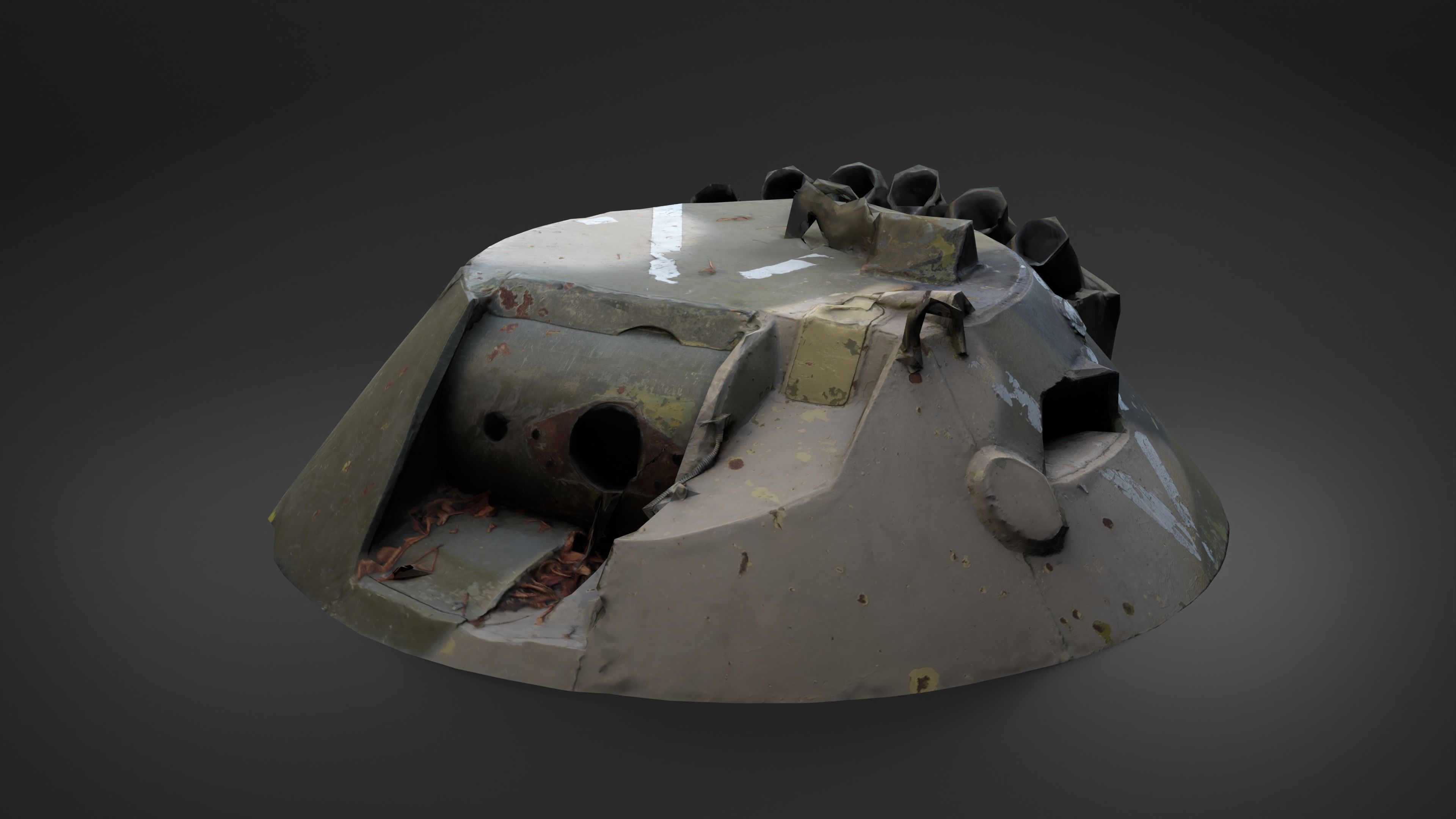 Destroyed Combat Module BTR-80 turret Photoscan Game Ready Low-poly 3D model_15