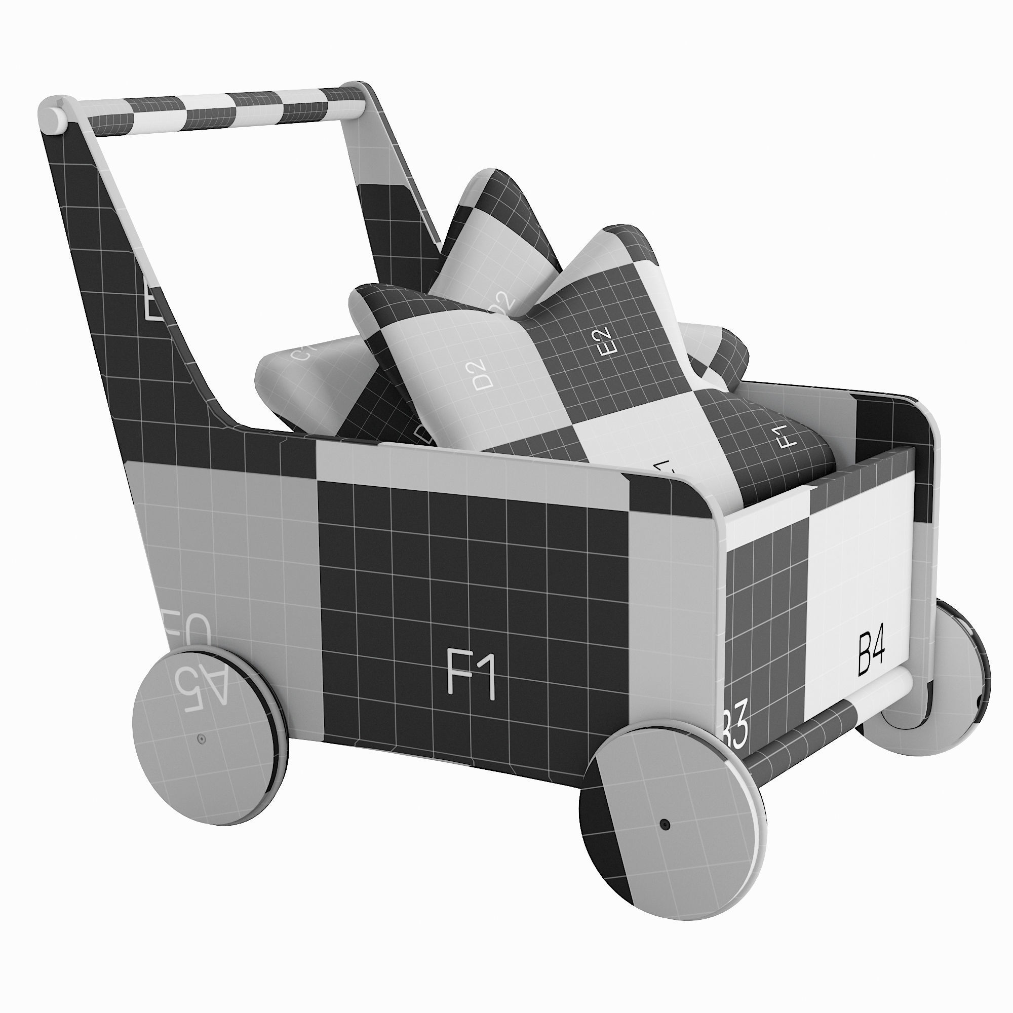 Baby Trolley Low-poly 3D model_6