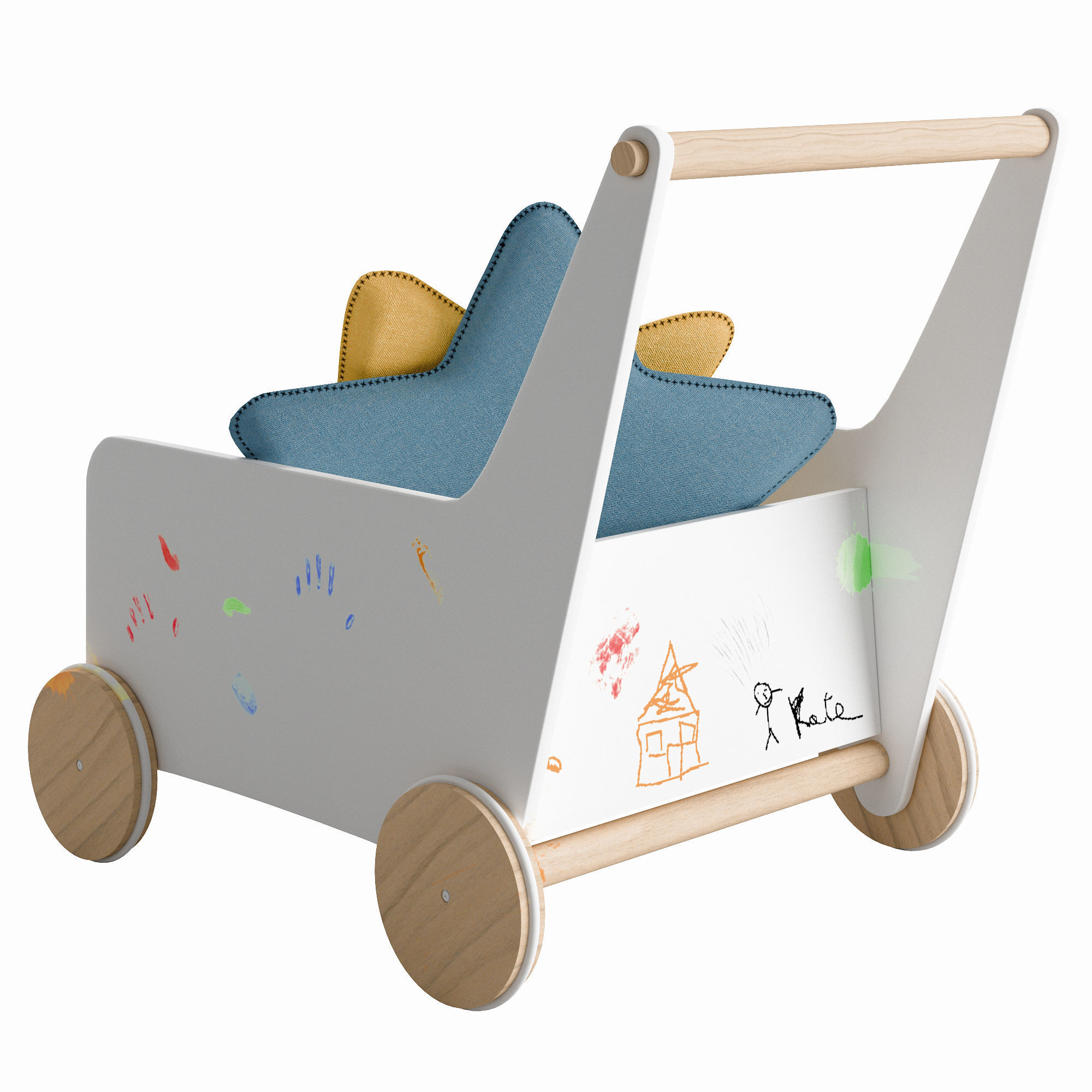 Baby Trolley Low-poly 3D model_2