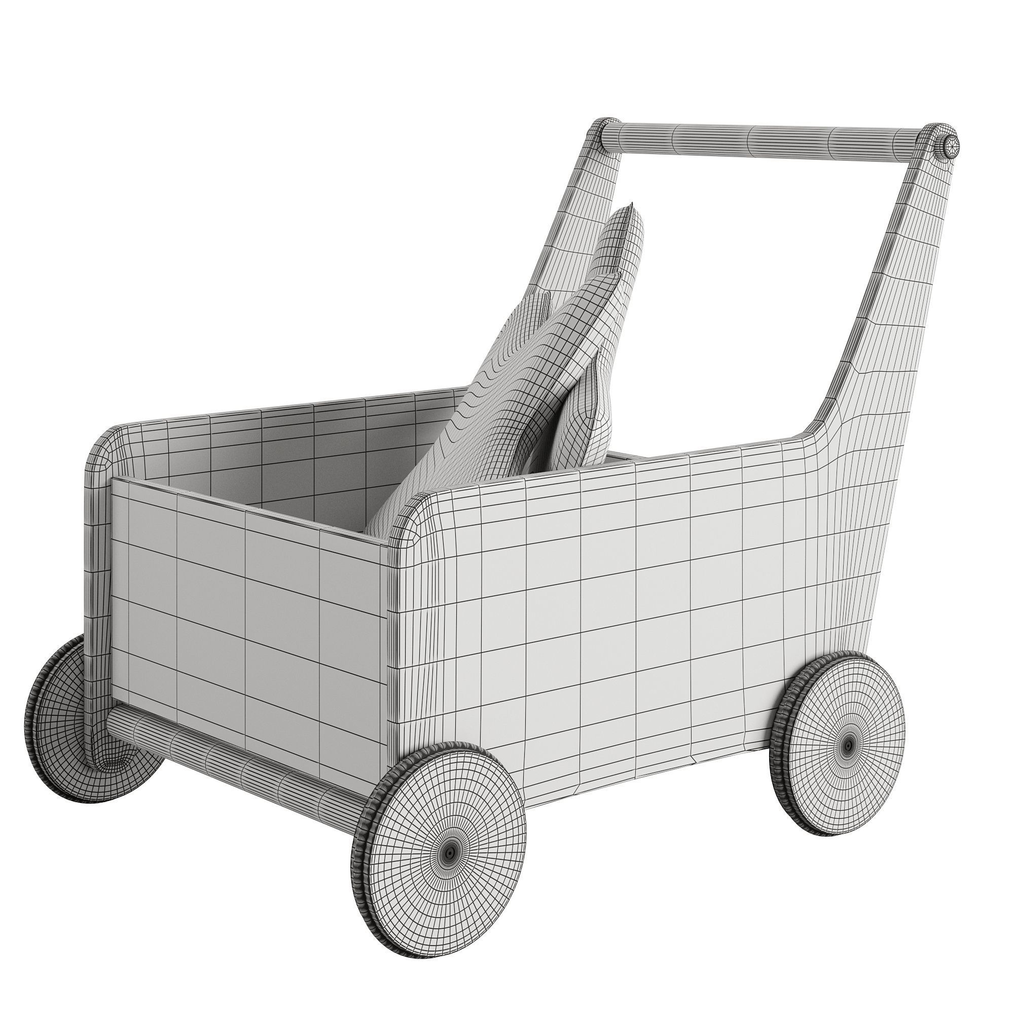 Baby Trolley Low-poly 3D model_7