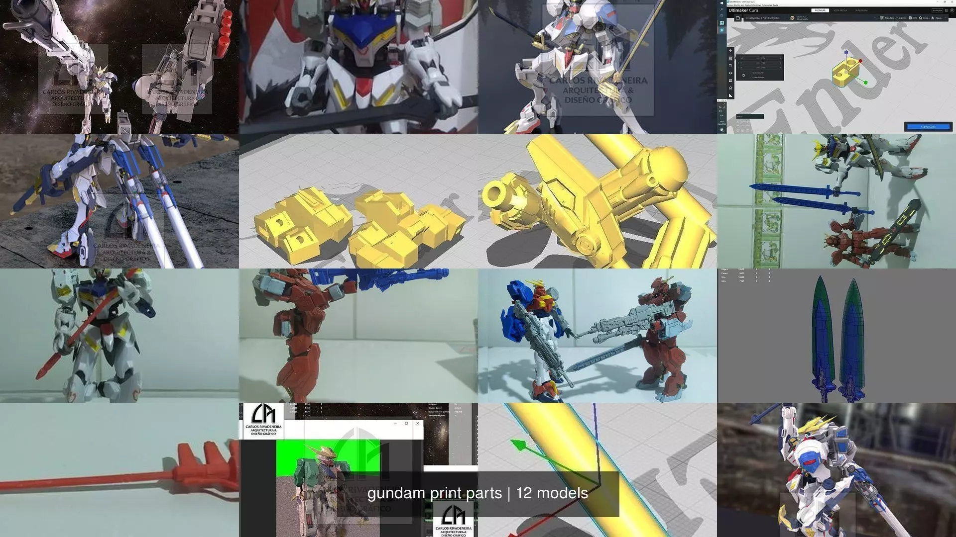 gundam print parts 3D Model Collection_0
