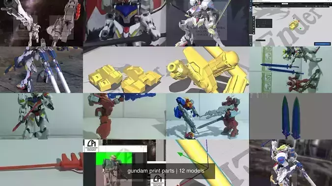 gundam print parts 3D Model Collection