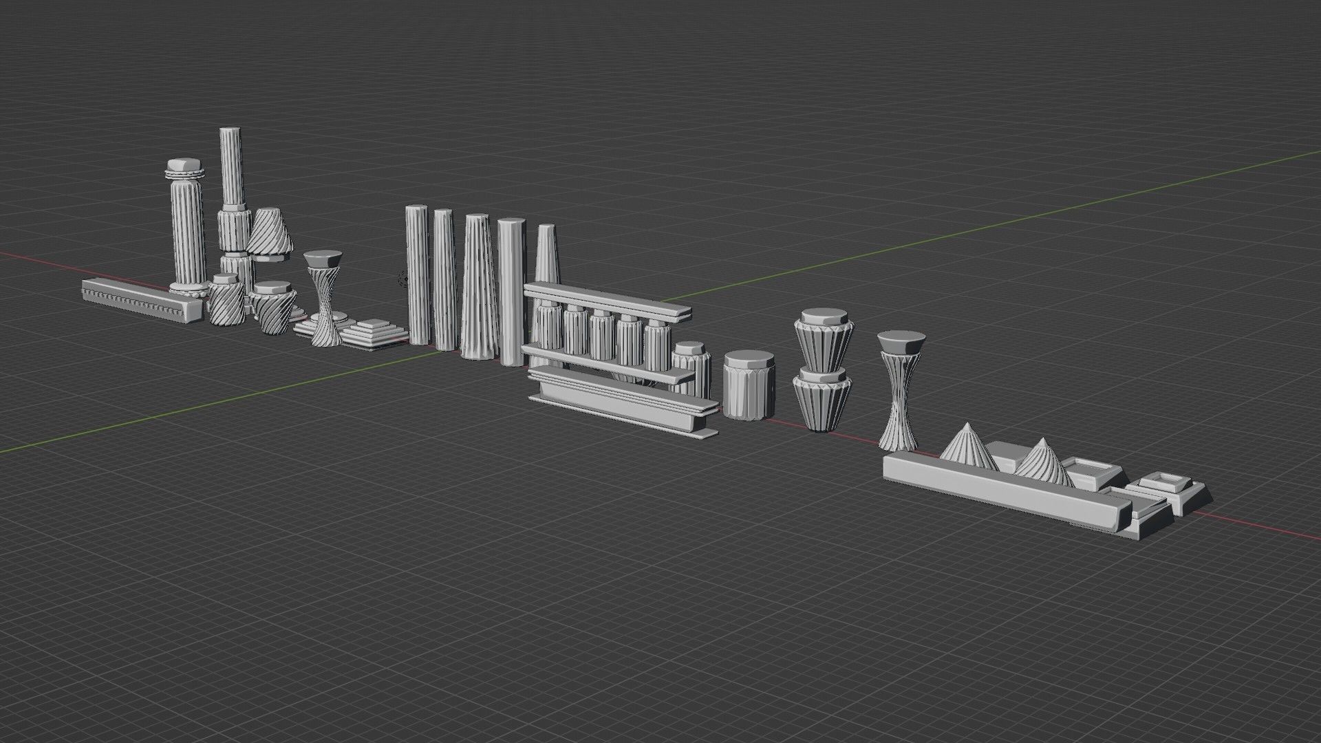 Architectural Modular Column Kit Set Ancient style 3D model_13