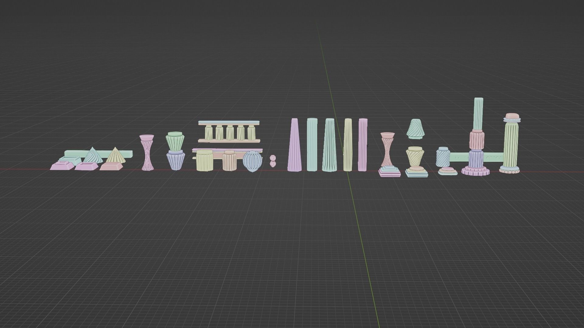 Architectural Modular Column Kit Set Ancient style 3D model_15