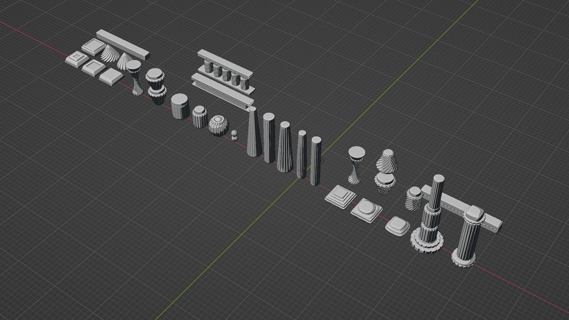 Architectural Modular Column Kit Set Ancient style 3D model_9