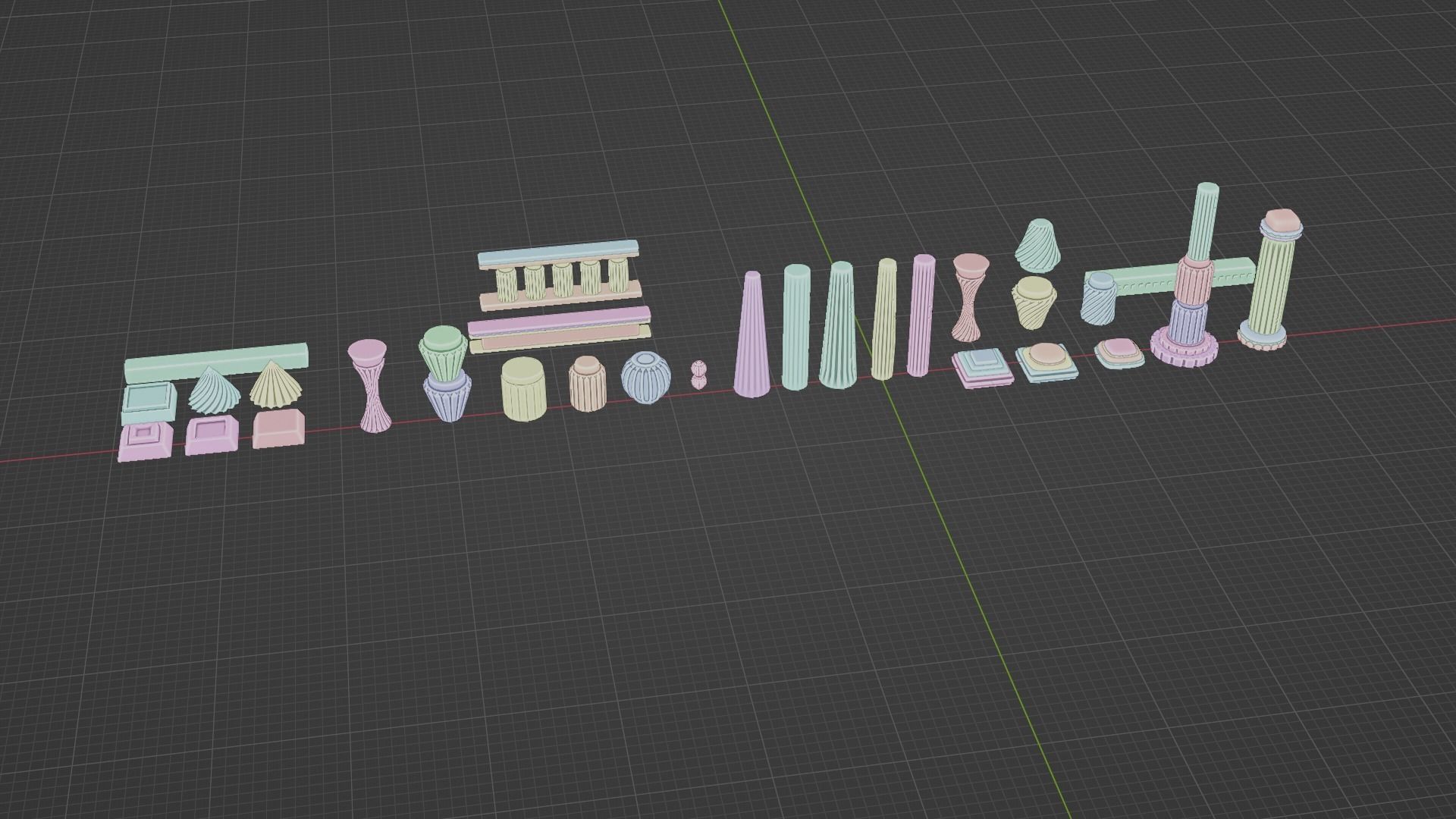 Architectural Modular Column Kit Set Ancient style 3D model_7