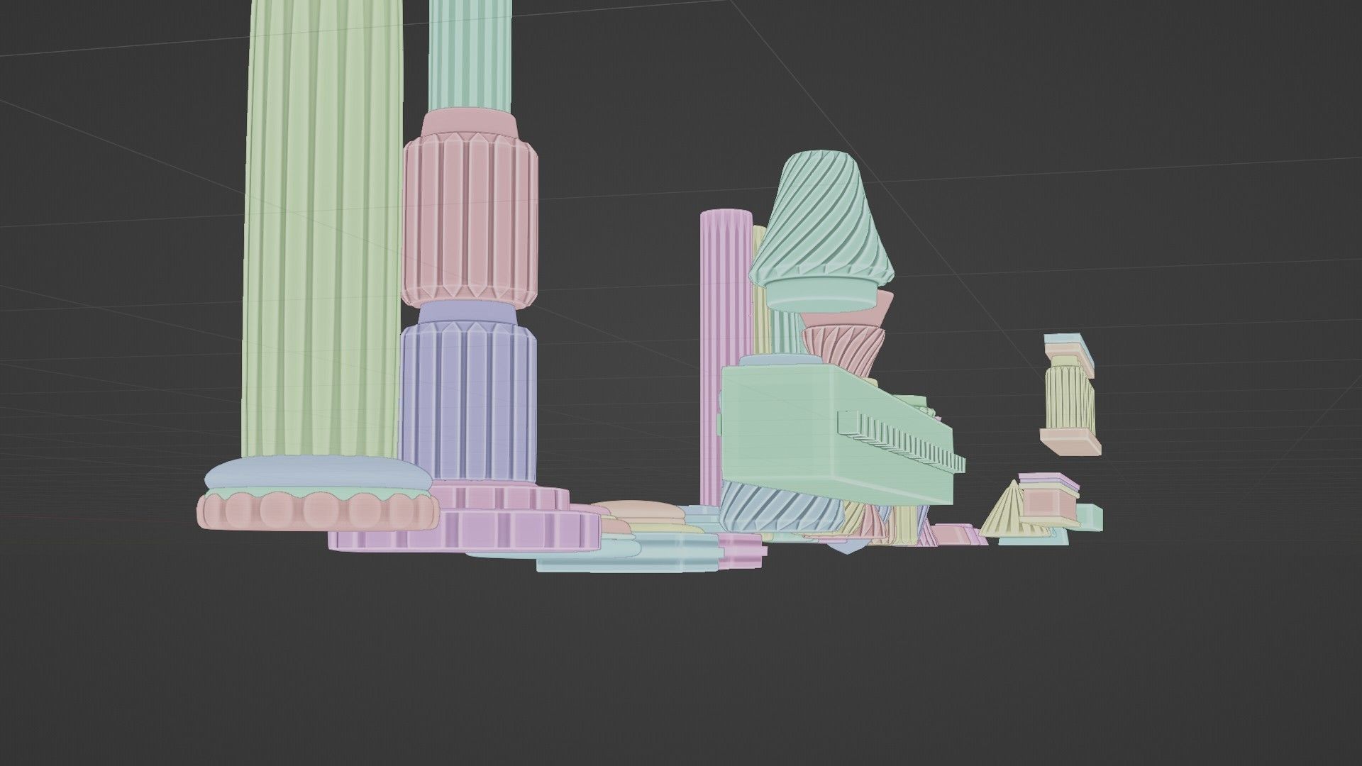 Architectural Modular Column Kit Set Ancient style 3D model_8