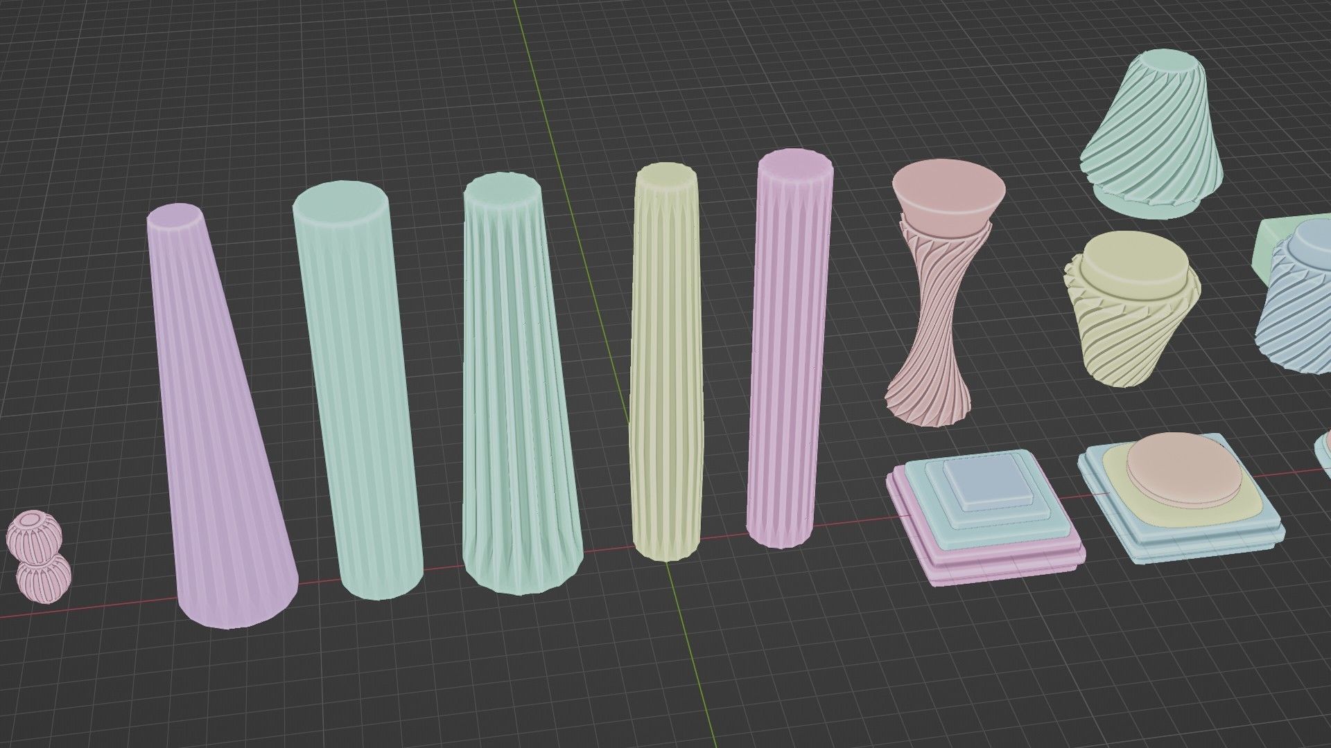 Architectural Modular Column Kit Set Ancient style 3D model_2