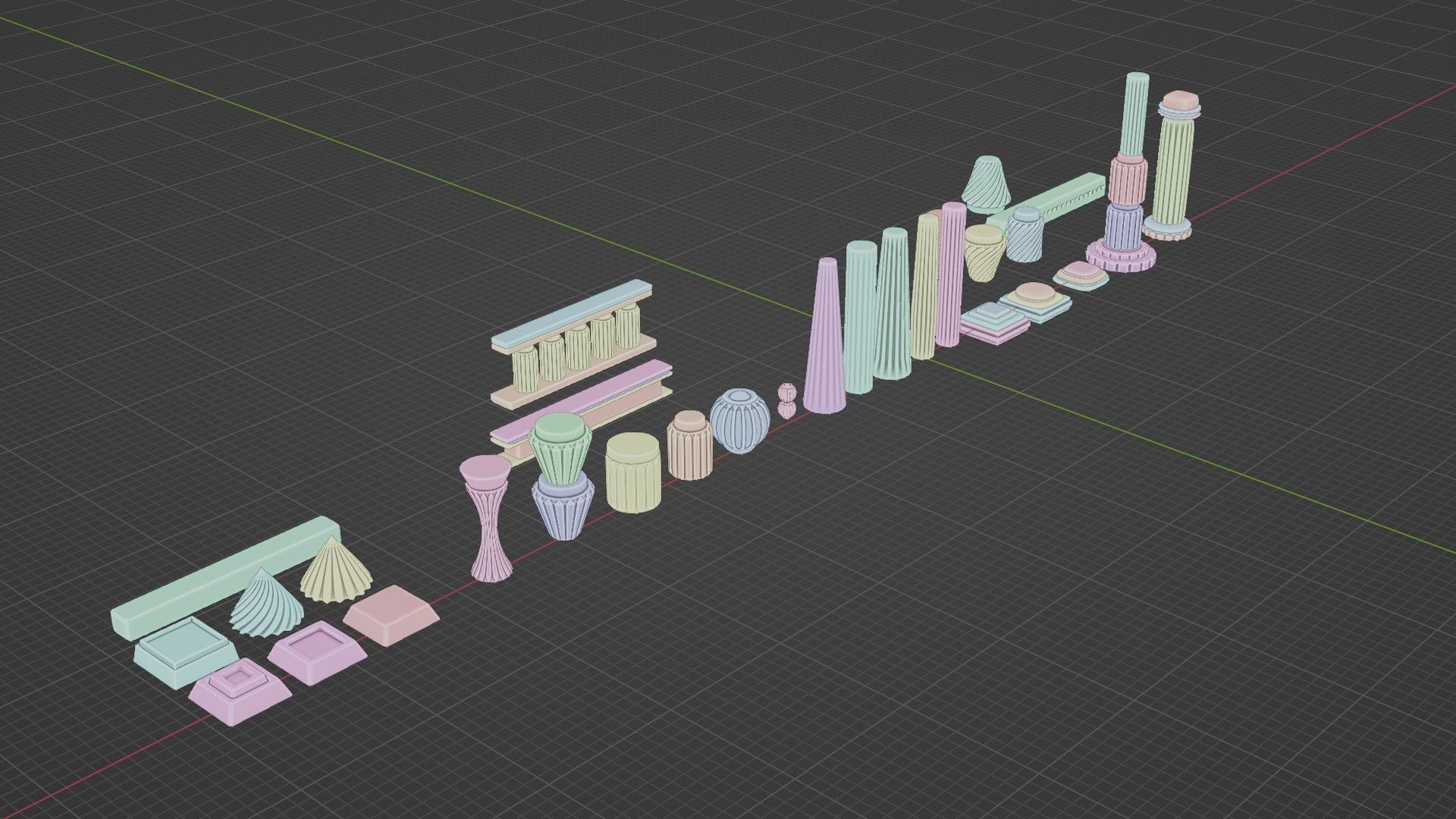 Architectural Modular Column Kit Set Ancient style 3D model_4