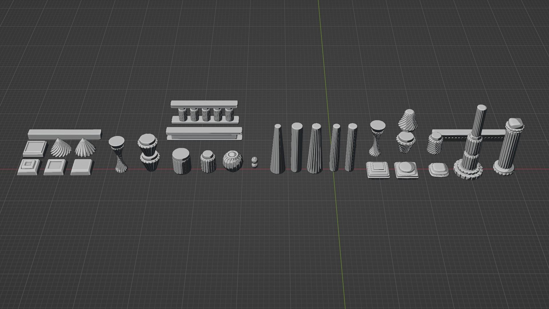 Architectural Modular Column Kit Set Ancient style 3D model_11