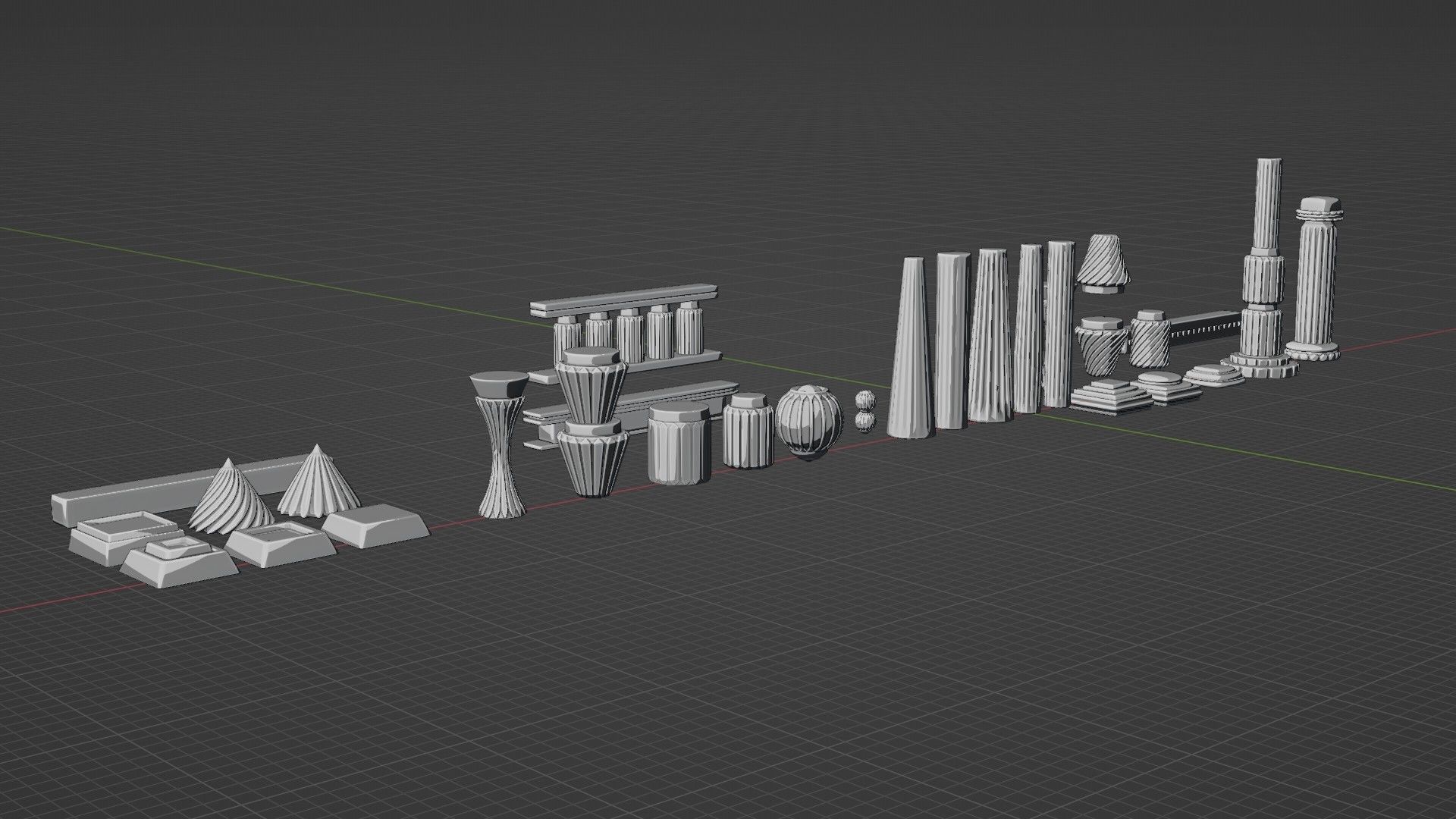 Architectural Modular Column Kit Set Ancient style 3D model_12