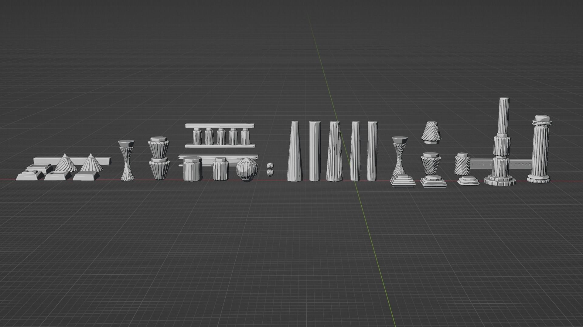 Architectural Modular Column Kit Set Ancient style 3D model_10