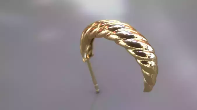 Gold croissant earrings with bold rings 3D print model