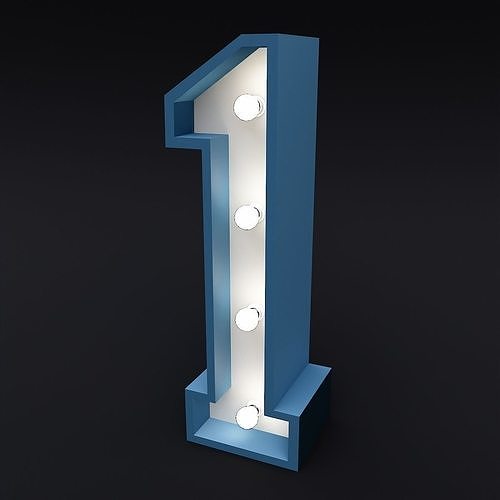 Marquee number one led glow sign 3dmodel Low-poly 3D model