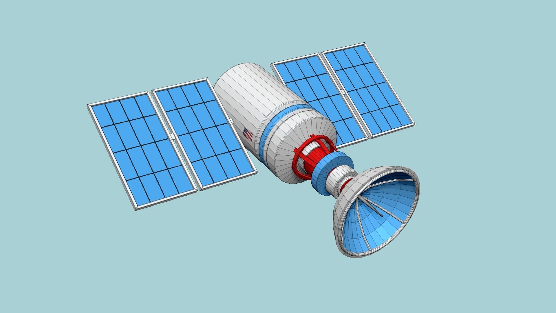 Satellite D09 USA - SciFi Space Design Low-poly 3D model_6