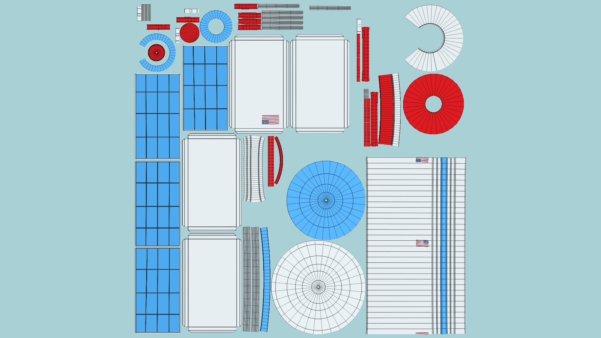 Satellite D09 USA - SciFi Space Design Low-poly 3D model_5