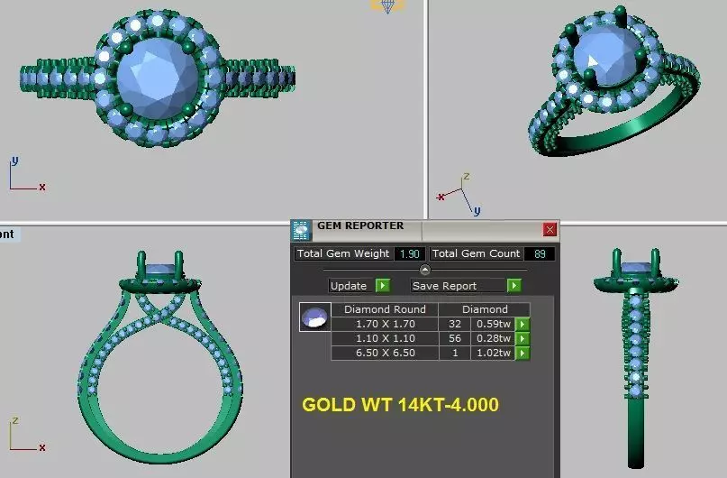 round halo engagement ring  3D print model_0