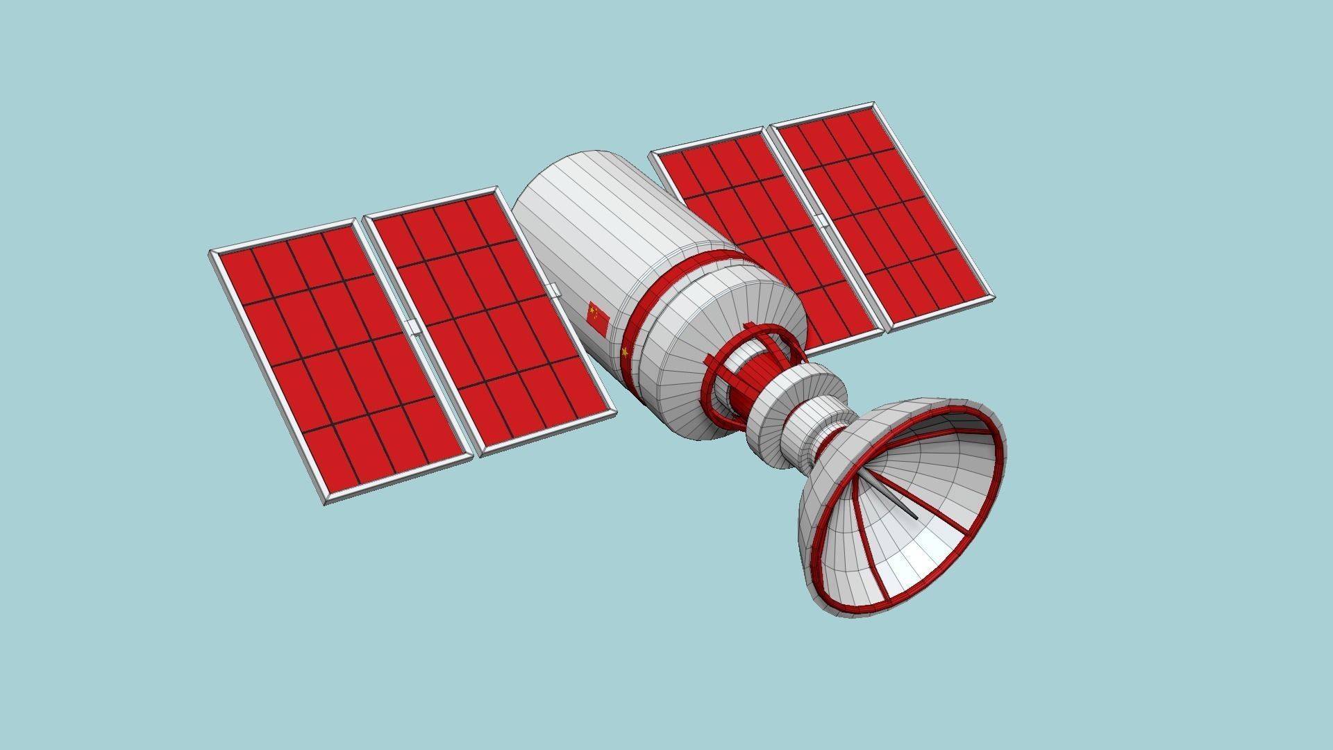 Satellite D10 China - SciFi Space Design Low-poly 3D model_6
