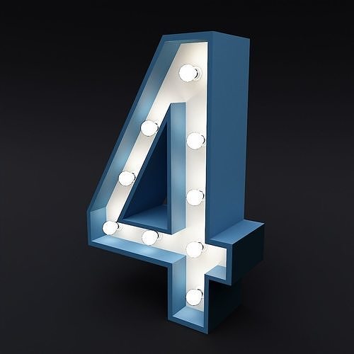 Marquee number four led glow sign 3dmodel 3D model