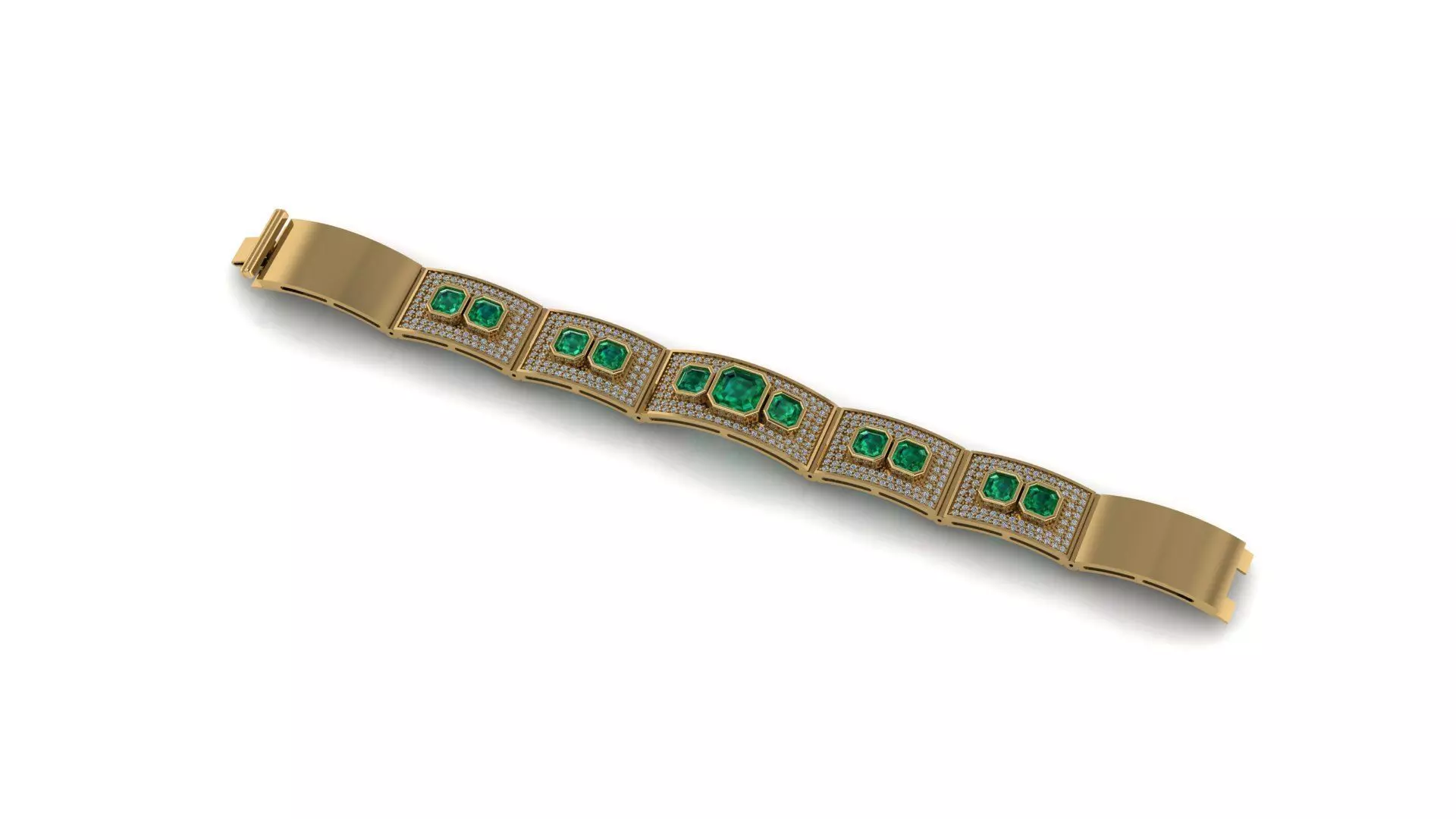 Emerald bracelet with diamonds 3D Print Model 3D print model