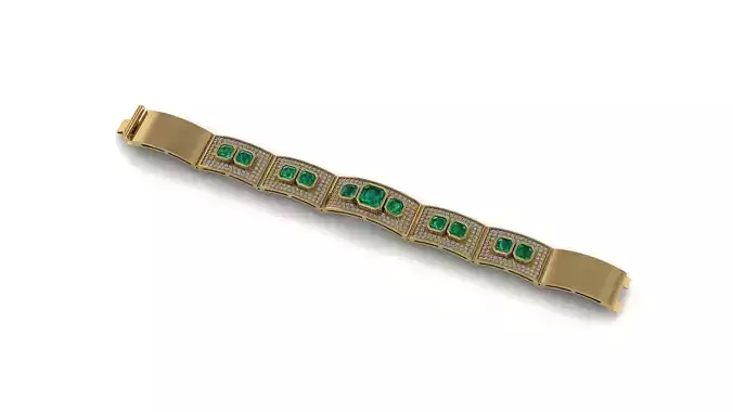 Emerald bracelet with diamonds 3D Print Model