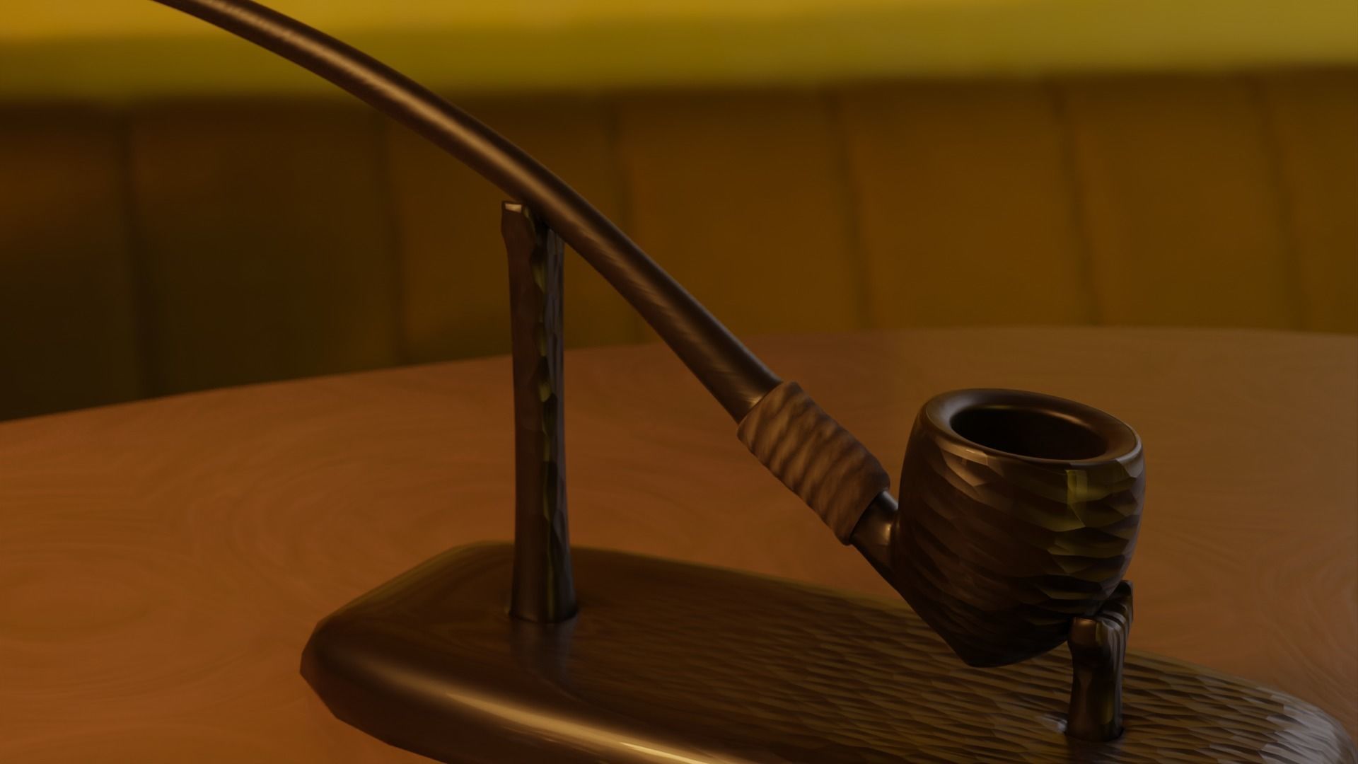 Carved Hobbit Smoking Pipe Low-poly 3D model_3