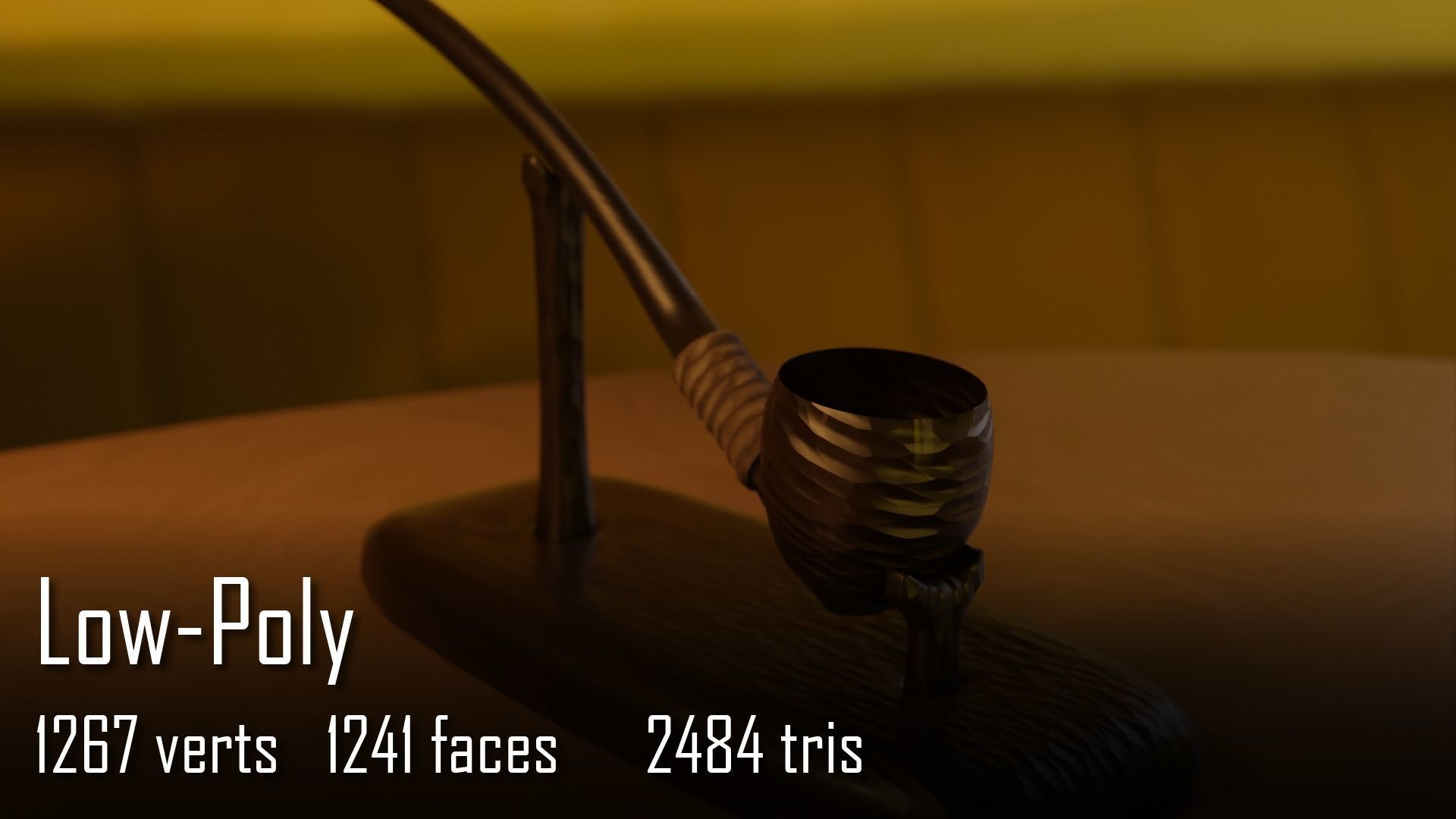 Carved Hobbit Smoking Pipe Low-poly 3D model_4