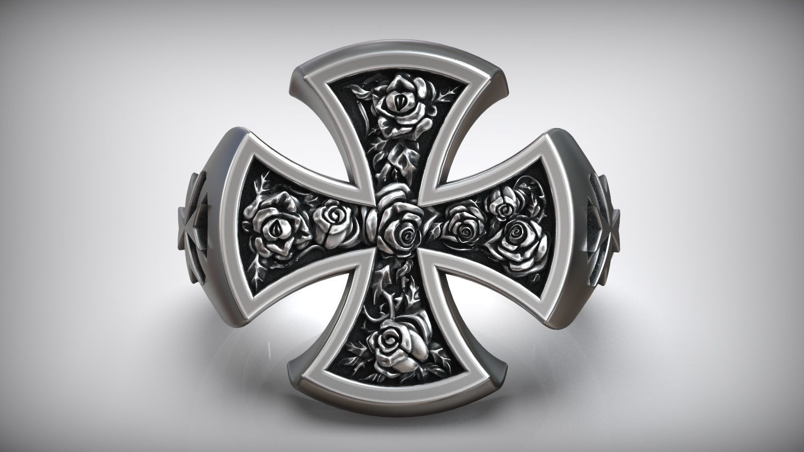 Hospitaller Maltese Cross Templar Symbol Ring 3D print model_2