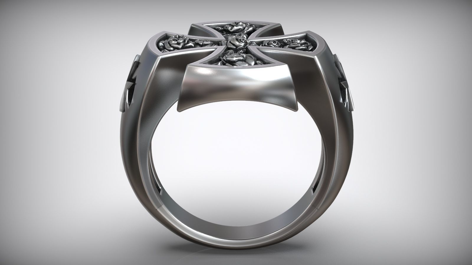 Hospitaller Maltese Cross Templar Symbol Ring 3D print model_4
