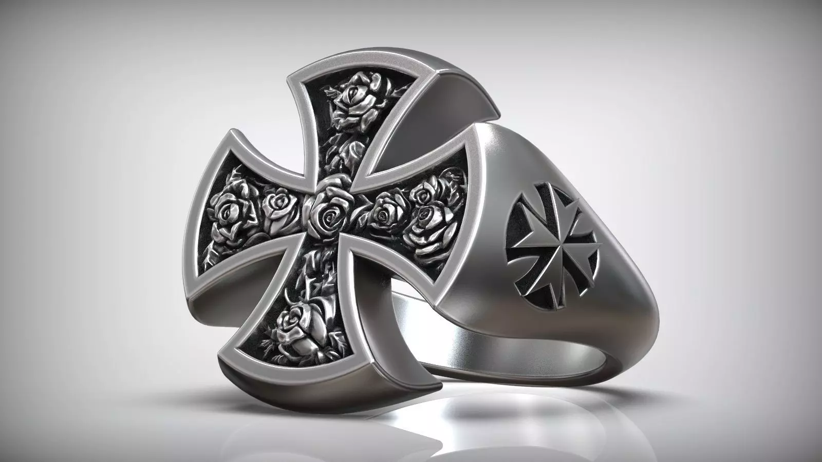 Hospitaller Maltese Cross Templar Symbol Ring 3D print model_0