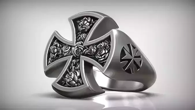 Hospitaller Maltese Cross Templar Symbol Ring 3D print model