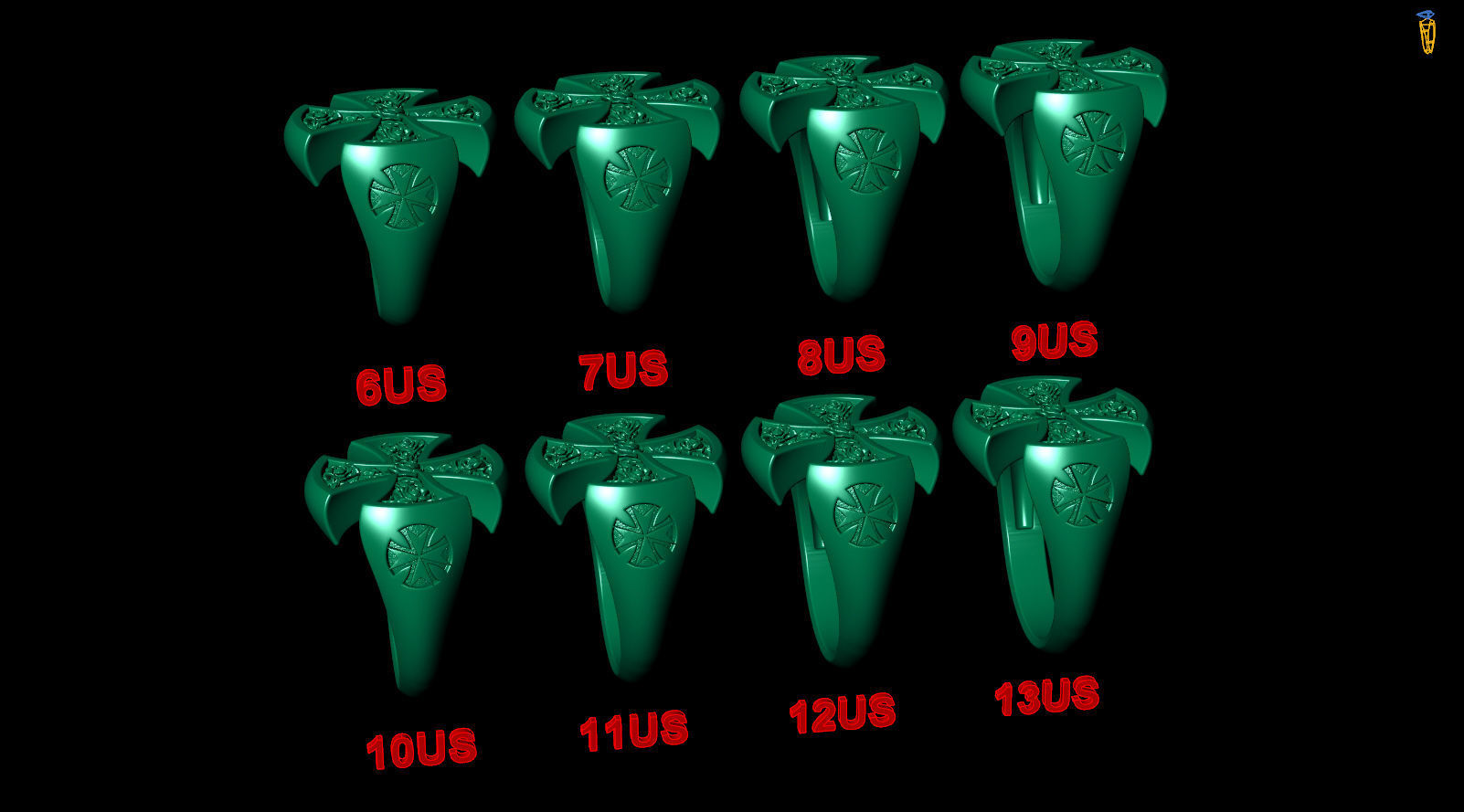 Hospitaller Maltese Cross Templar Symbol Ring 3D print model_8