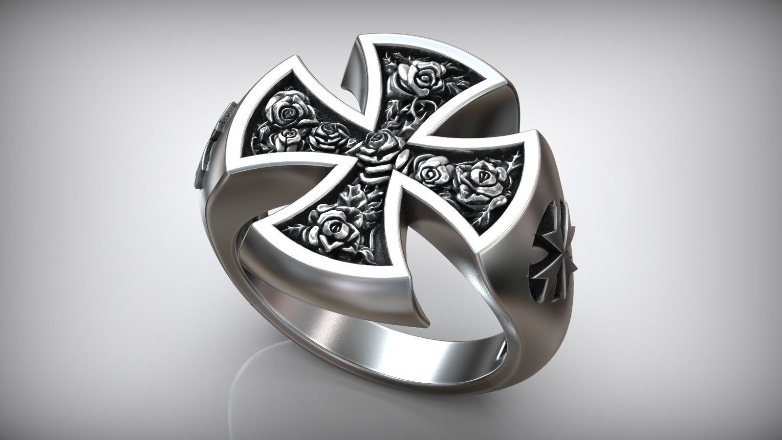 Hospitaller Maltese Cross Templar Symbol Ring 3D print model_1