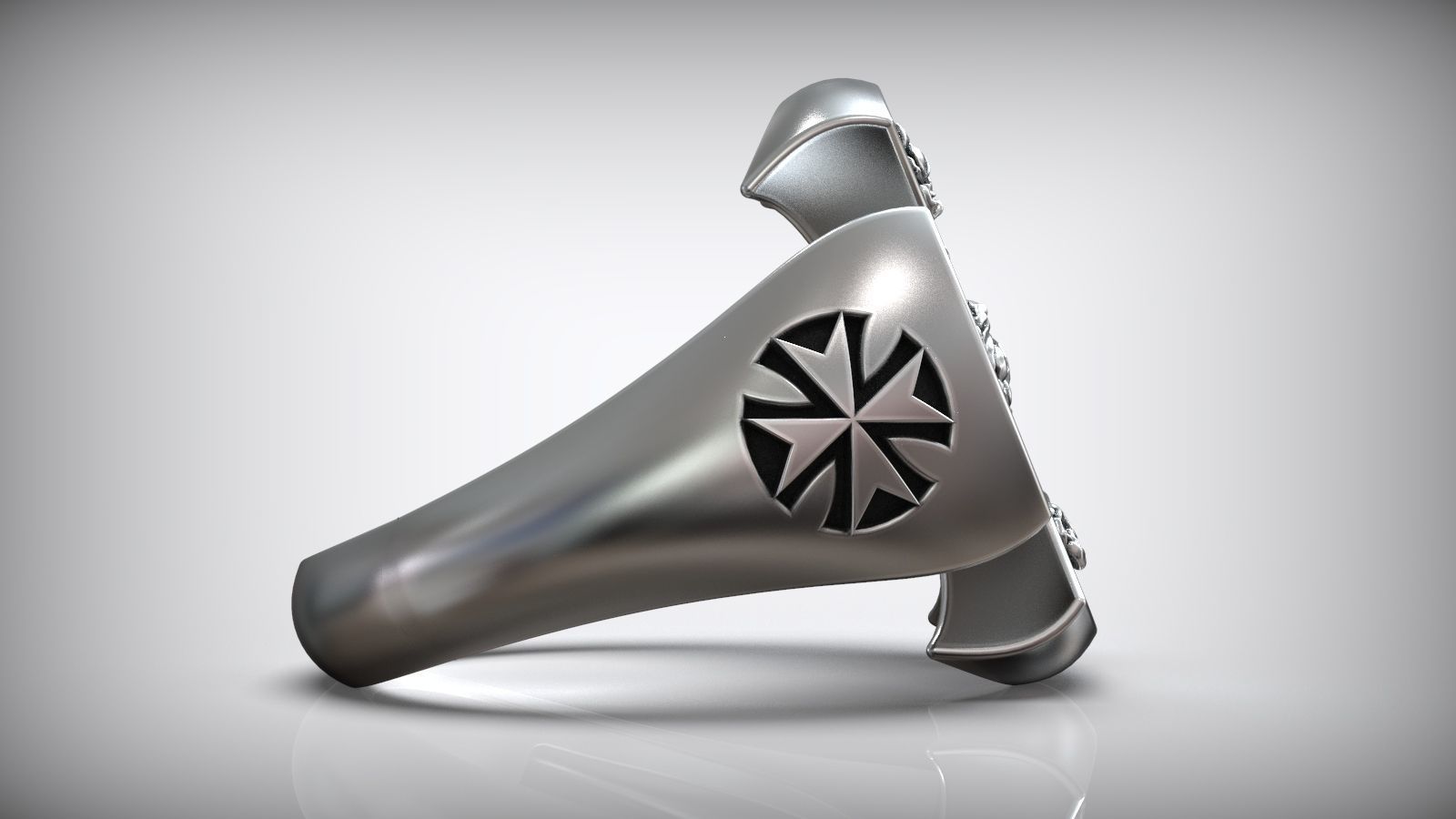 Hospitaller Maltese Cross Templar Symbol Ring 3D print model_3