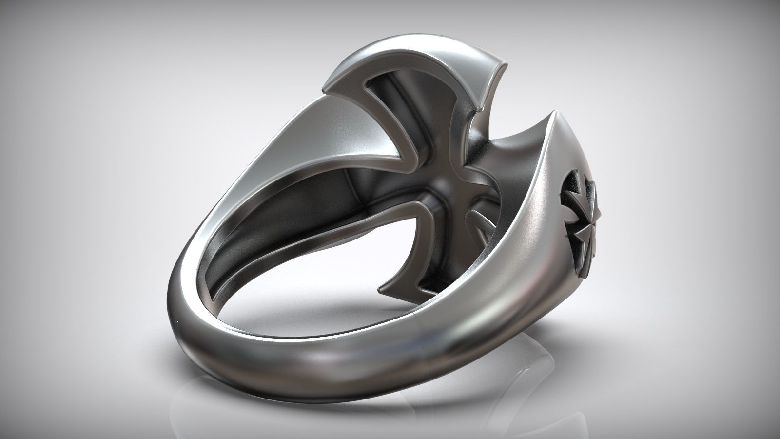 Hospitaller Maltese Cross Templar Symbol Ring 3D print model_6