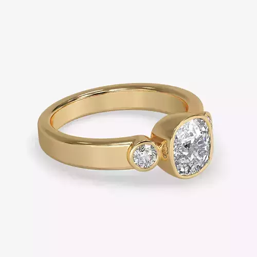 CJ-0024 engagement ring with three stones gold
