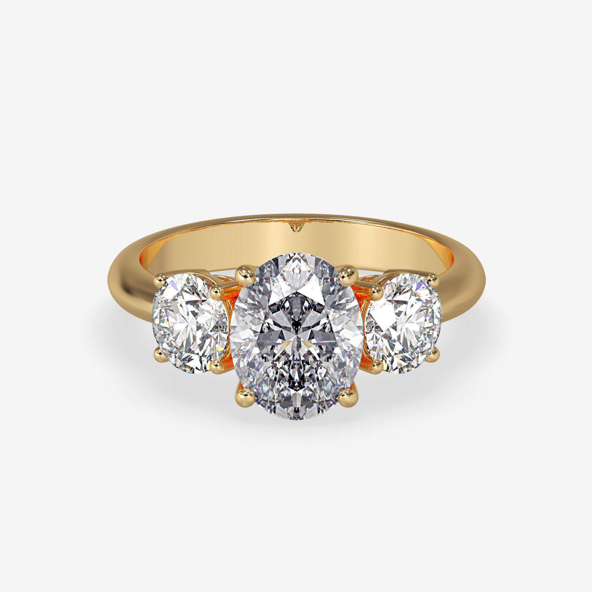 CJ-0022 three stone engagement ring 3D print model_10