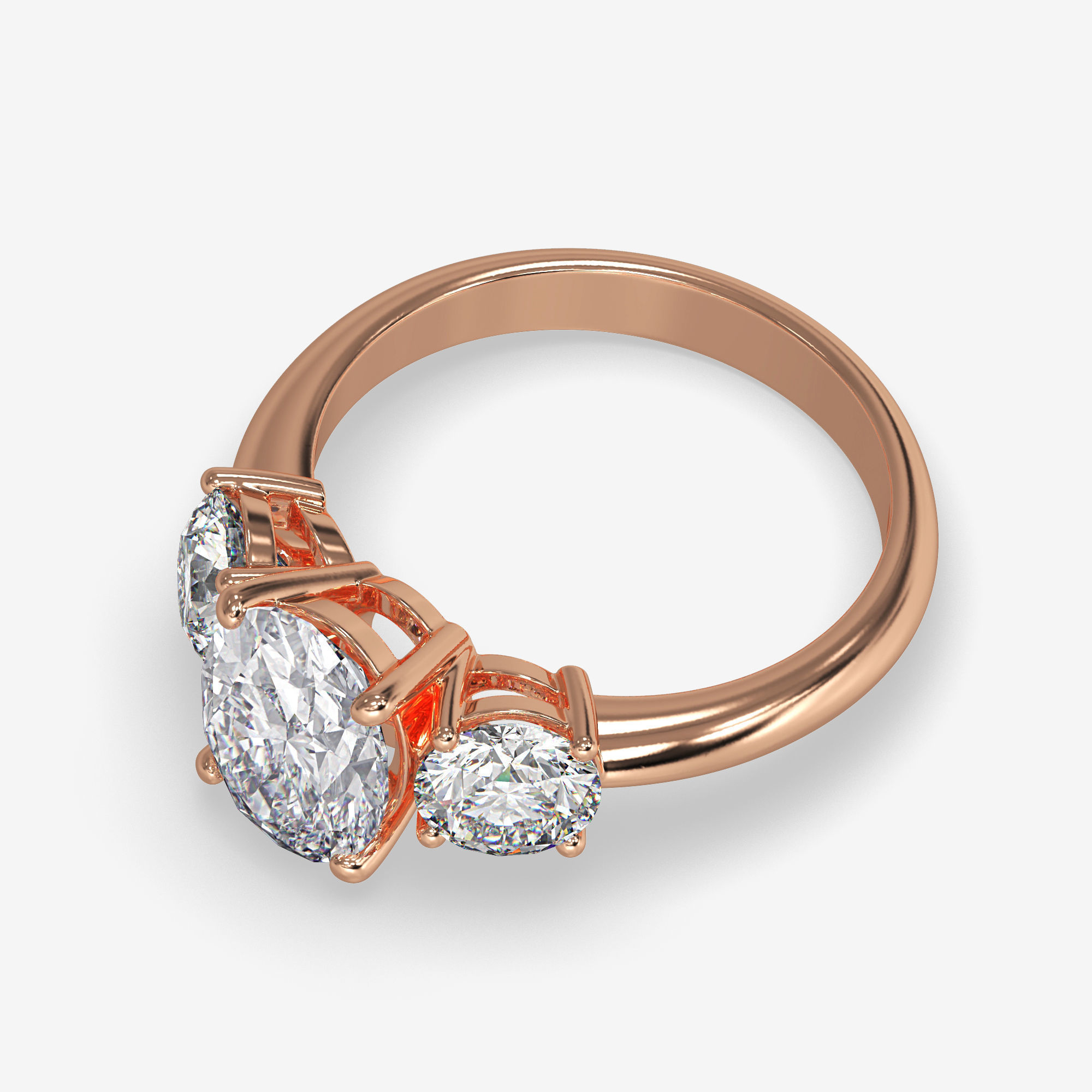 CJ-0022 three stone engagement ring 3D print model_5